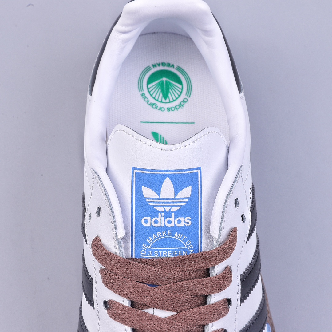 Adidas Originals Samba Vegan OG Samba Series Gentleman Sneakers ”Leather White Black Light Blue Caramel Sole” GP8366