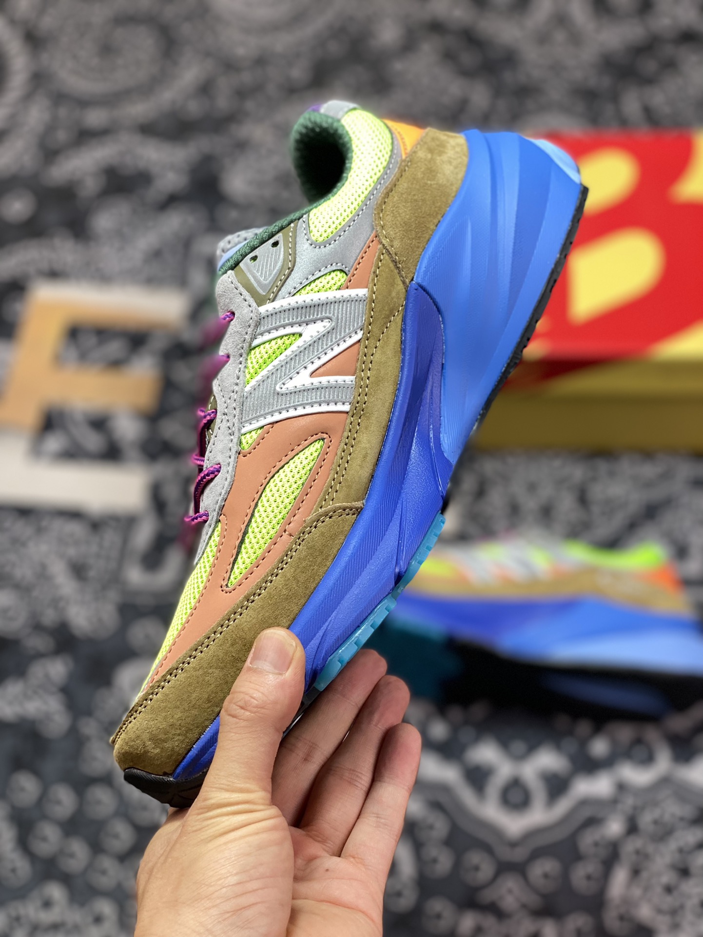 Action Bronson x NBNew Balance in USA M990V6 Sixth Generation Running Shoes ”Blue Green Brown” M990AB6