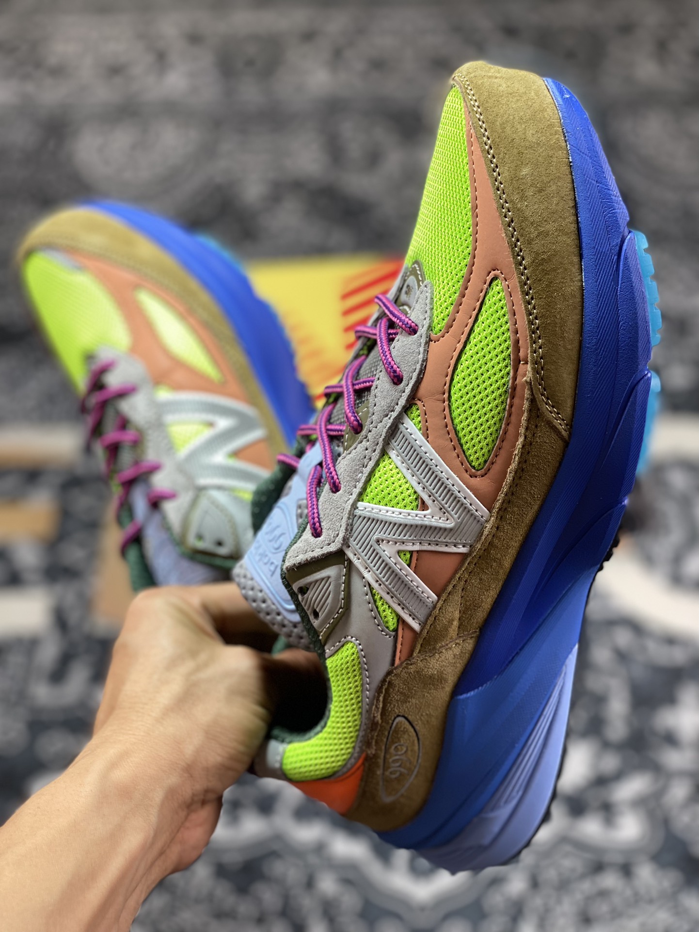 Action Bronson x NBNew Balance in USA M990V6 Sixth Generation Running Shoes ”Blue Green Brown” M990AB6