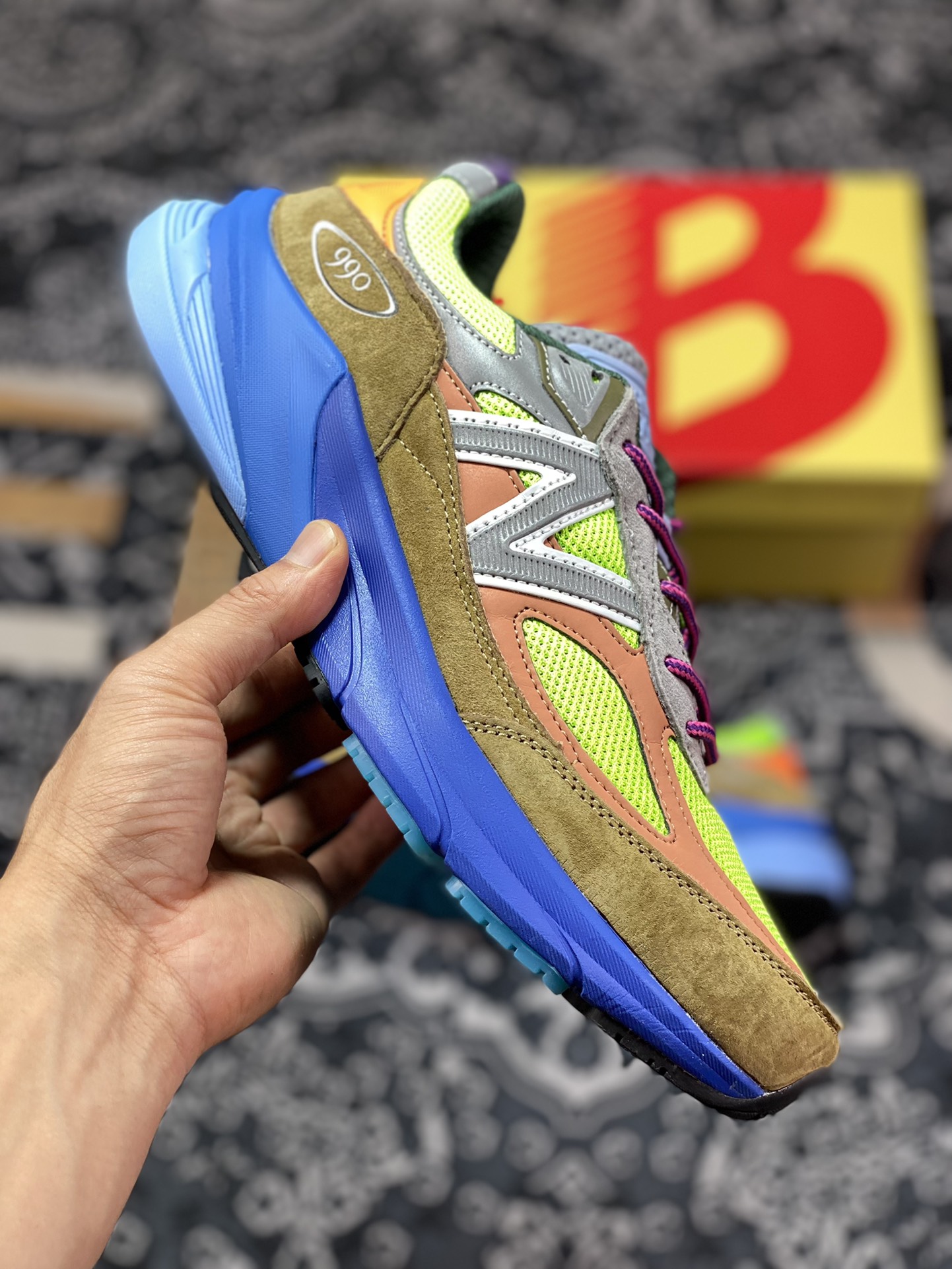 Action Bronson x NBNew Balance in USA M990V6 Sixth Generation Running Shoes ”Blue Green Brown” M990AB6