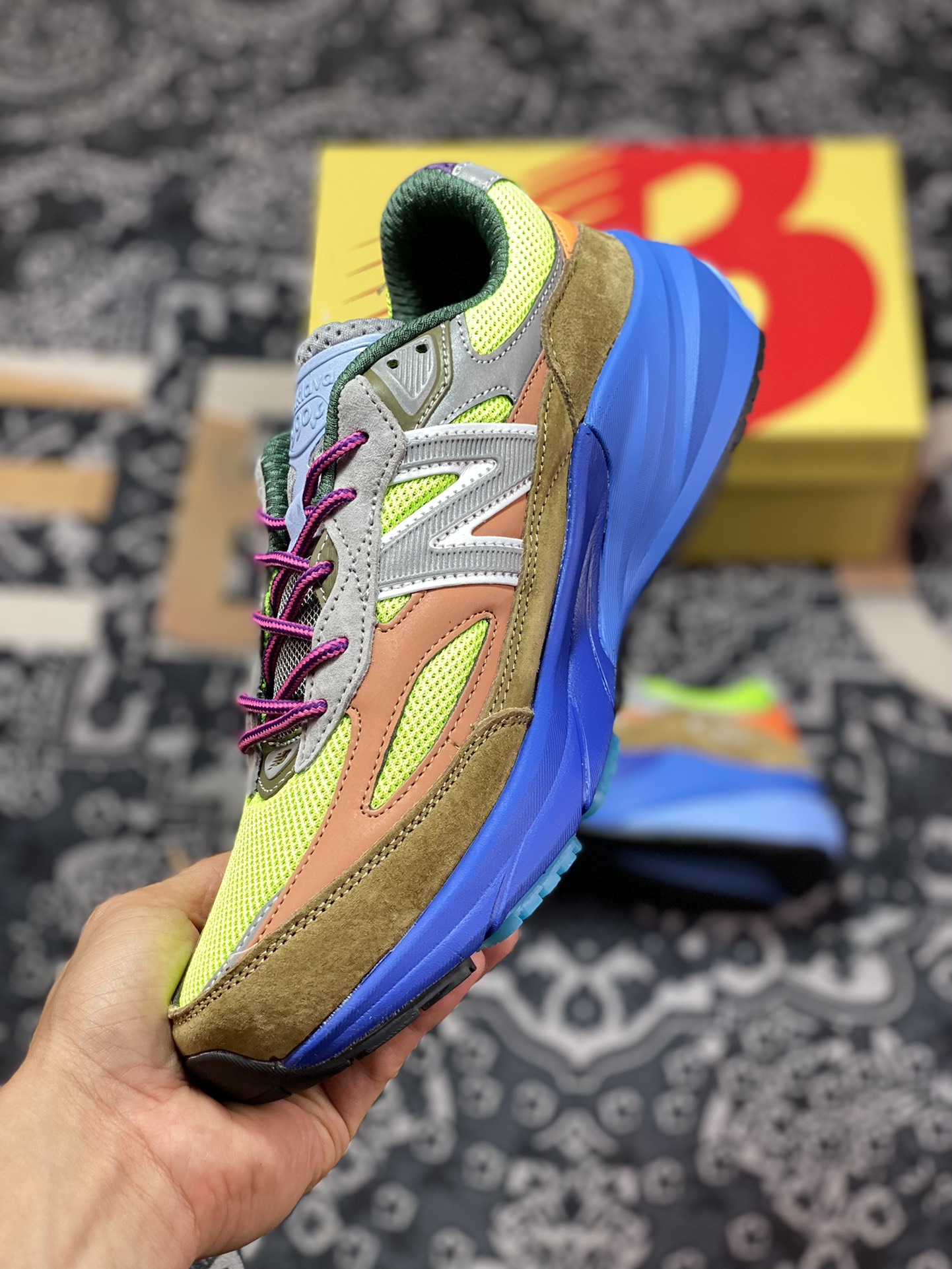 Action Bronson x NBNew Balance in USA M990V6 Sixth Generation Running Shoes ”Blue Green Brown” M990AB6