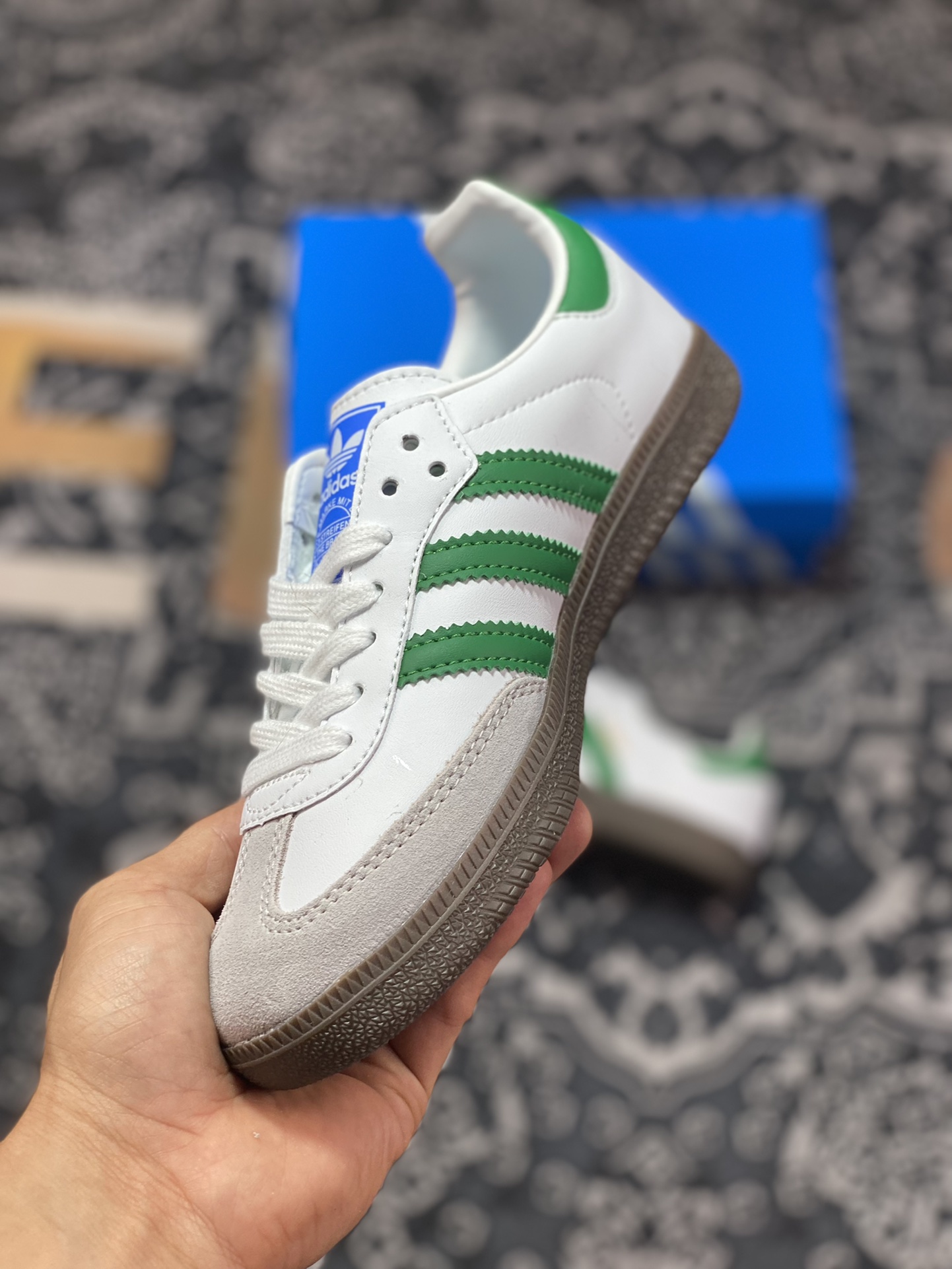 Adidas Originals Samba OG Samba Series Sneakers ”Leather White Light Gray Dark Green” IG1024