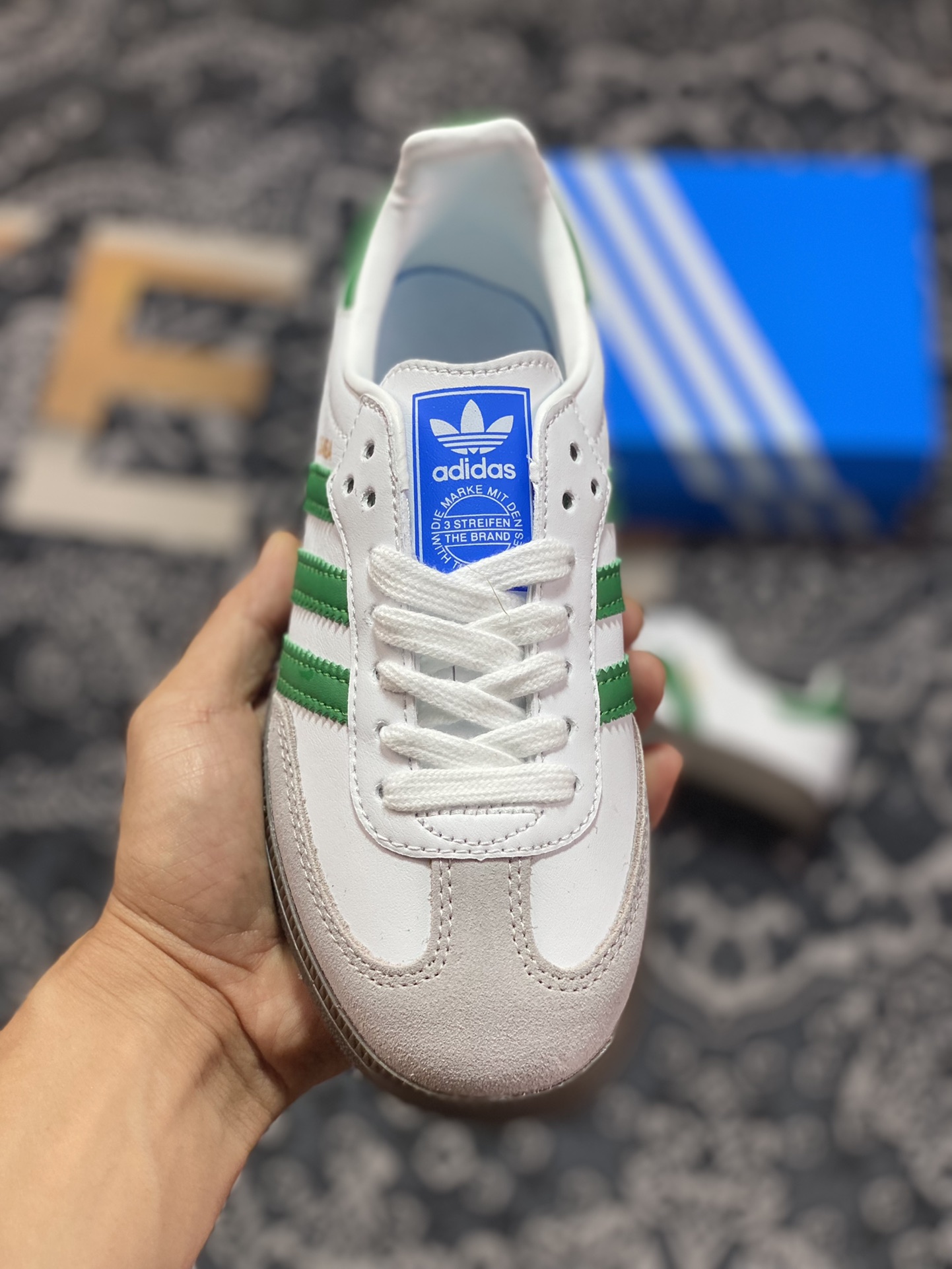 Adidas Originals Samba OG Samba Series Sneakers ”Leather White Light Gray Dark Green” IG1024