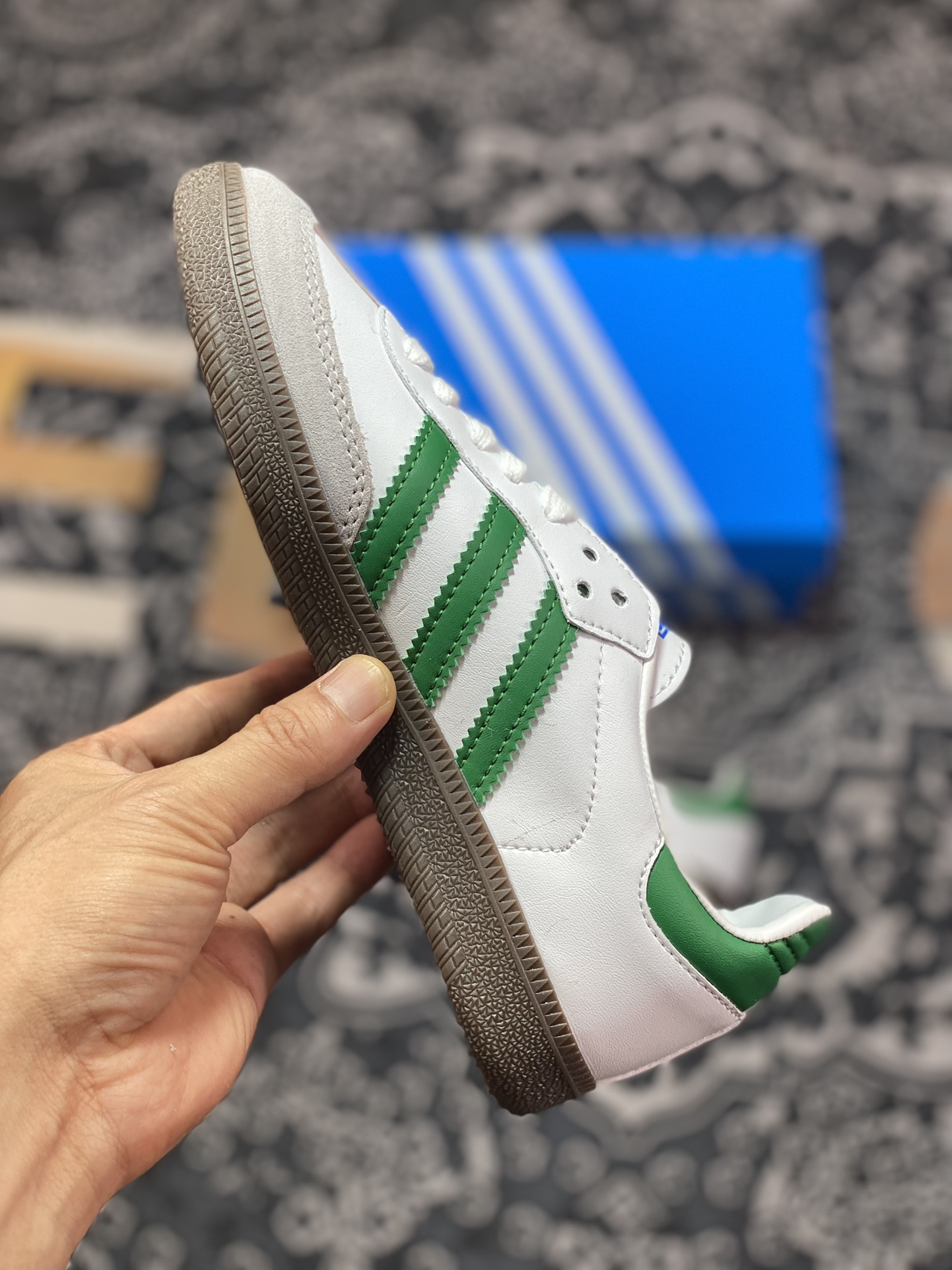 Adidas Originals Samba OG Samba Series Sneakers ”Leather White Light Gray Dark Green” IG1024