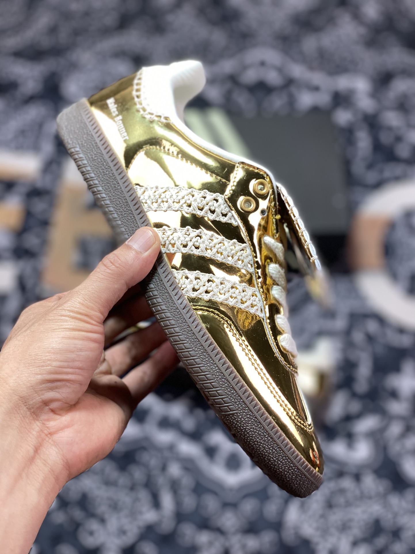 Wales Bonner x Adidas Originals Samba Classic ”Metal Gold” Samba Sneakers ”Mirrored Gold Beige Caramel Sole” IG8282