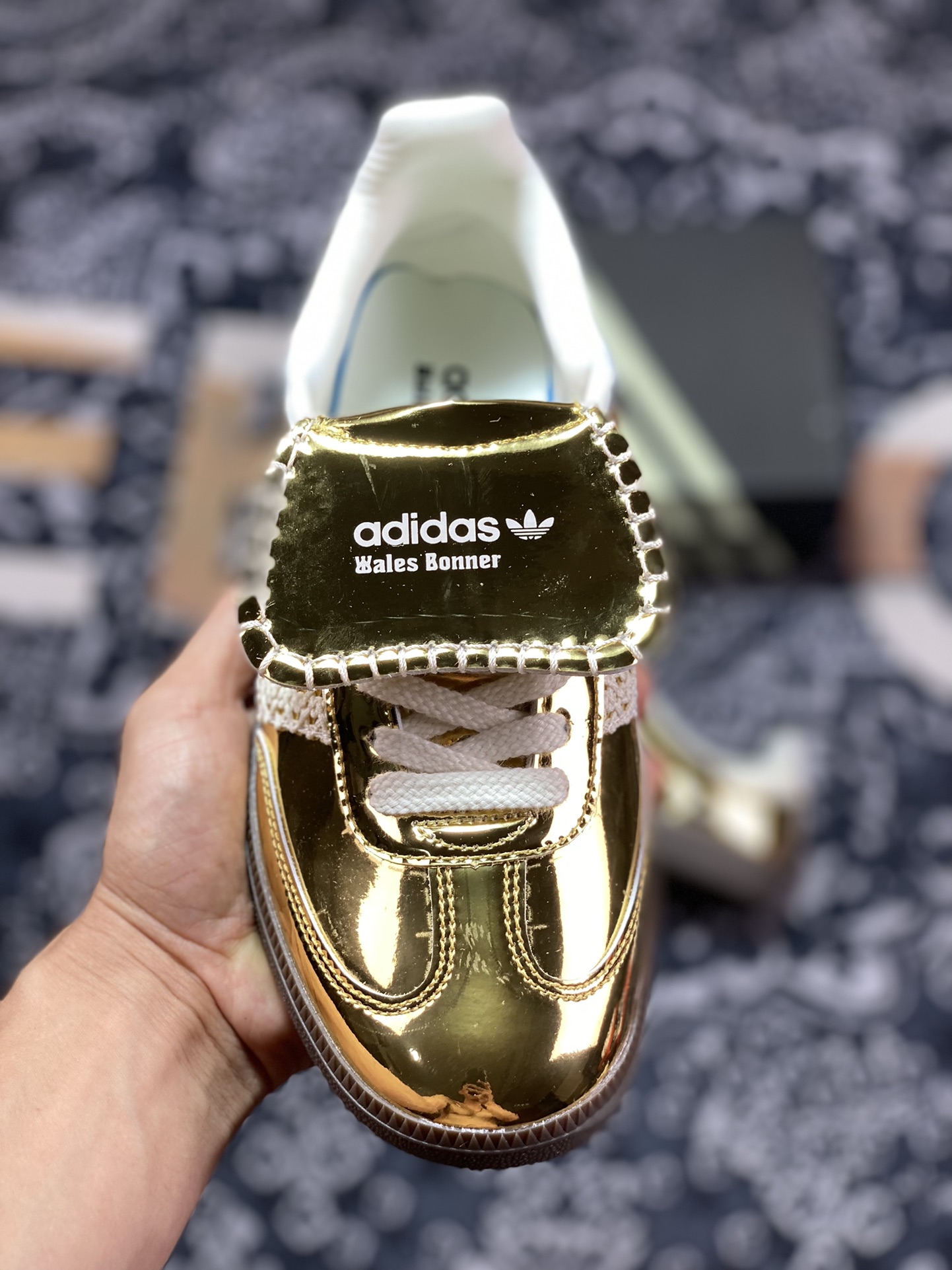 Wales Bonner x Adidas Originals Samba Classic ”Metal Gold” Samba Sneakers ”Mirrored Gold Beige Caramel Sole” IG8282