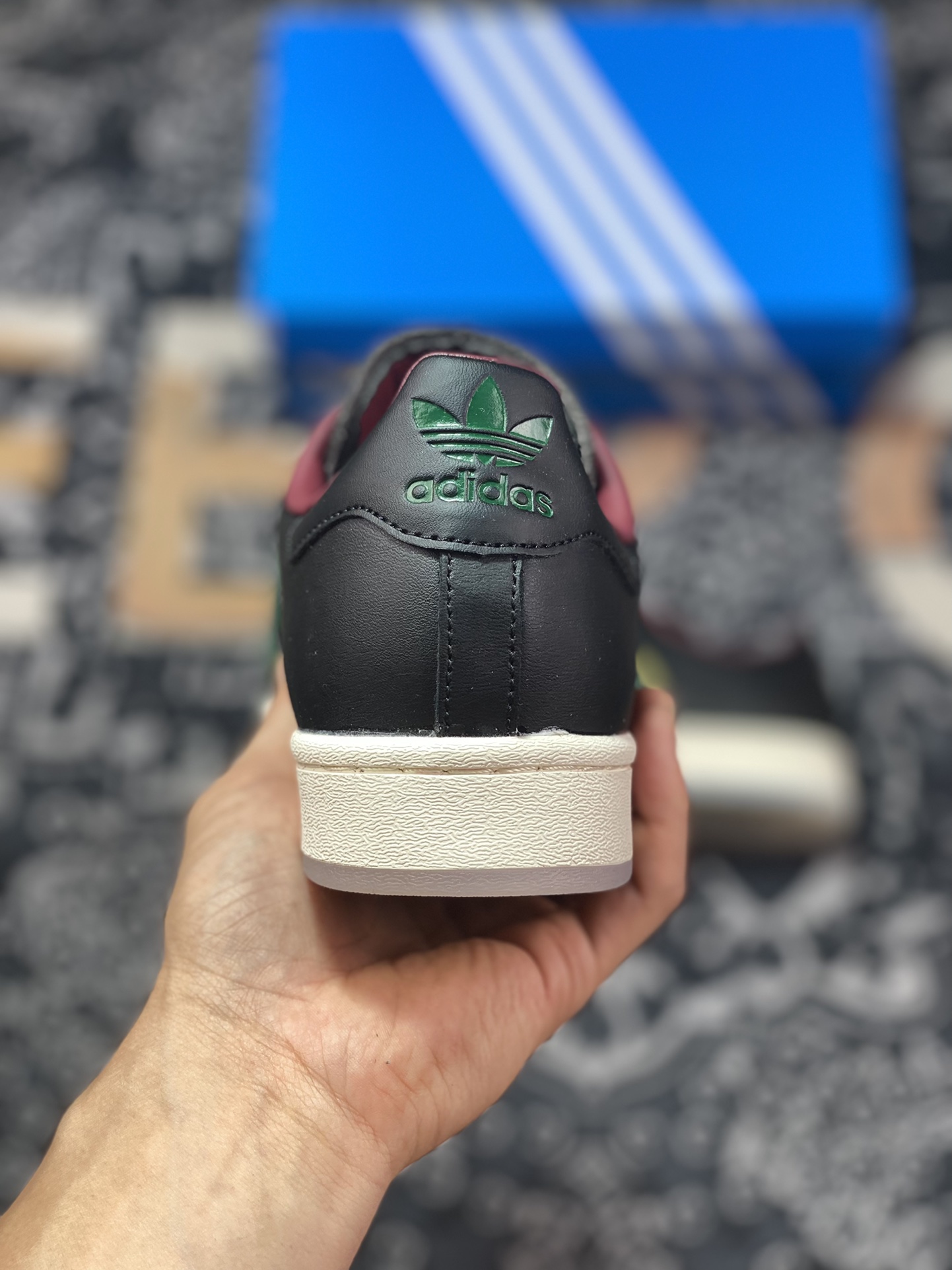 Adidas Originals Superstar ”Tokyo Energy” classic shell toe sneakers ”leather black wine red dark green” IE0021