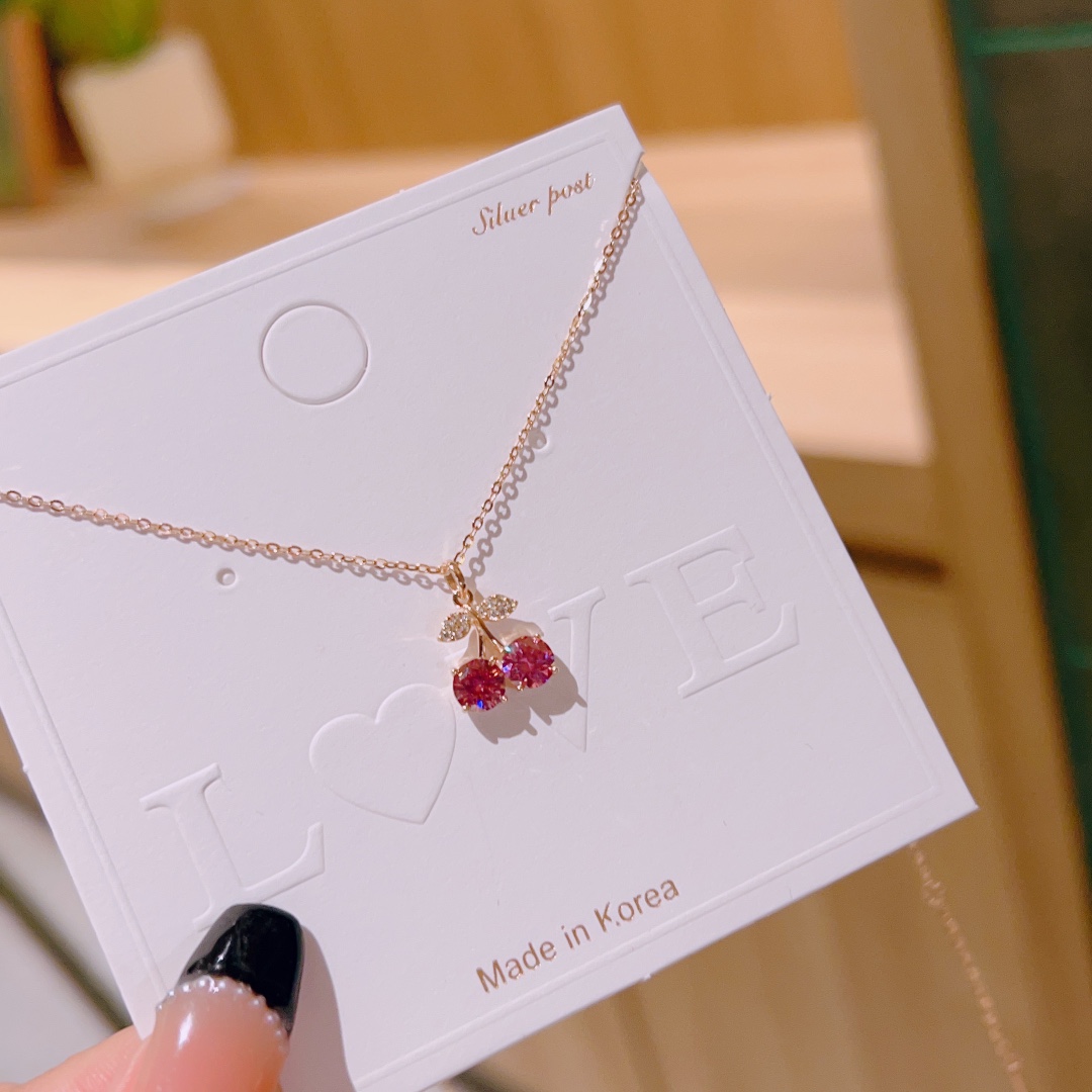 Fine Silver Moissanite Necklace Cute Office Silver