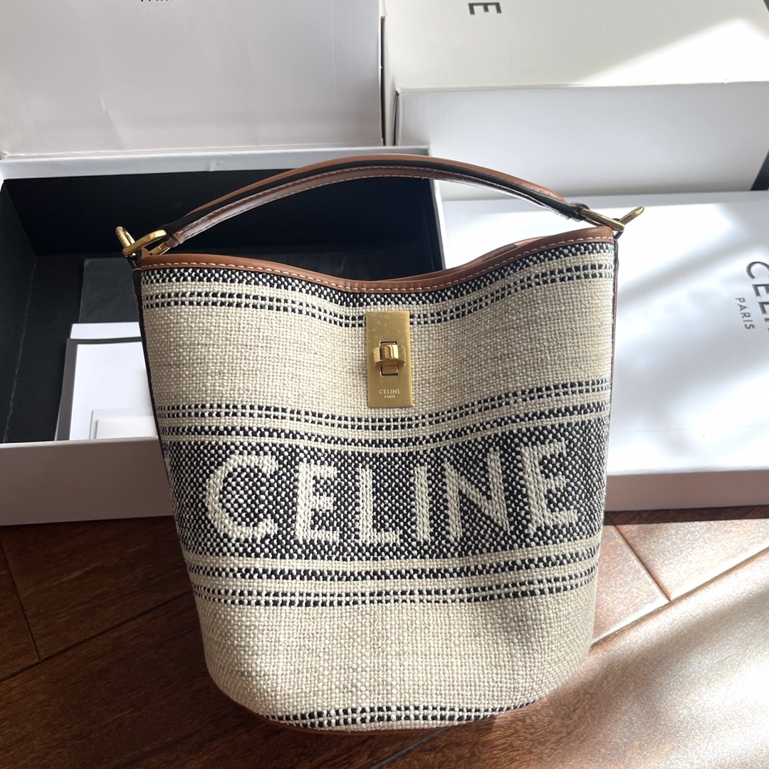 Summer feedback900BUCKET 16 CELINE fabric cowhide bucket bag