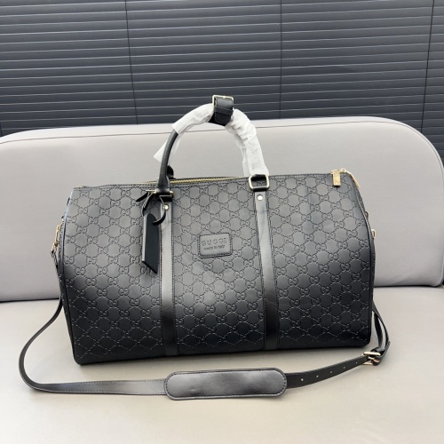 Gucci Embossed Leather Travel Bag, Large Capacity Airport Duffle - 50 x 28 cm 1 Gucci Embossed Leather Travel Bag, Large Capacity Airport Duffle - 50 x 28 cm
