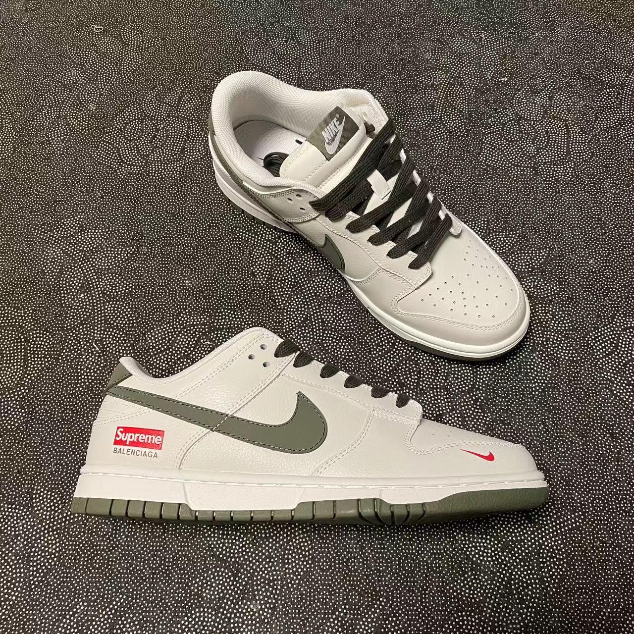 ? 正品定制 Nike Dunk Low 米白灰配色?Supreme 巴黎世家鞋标 ！