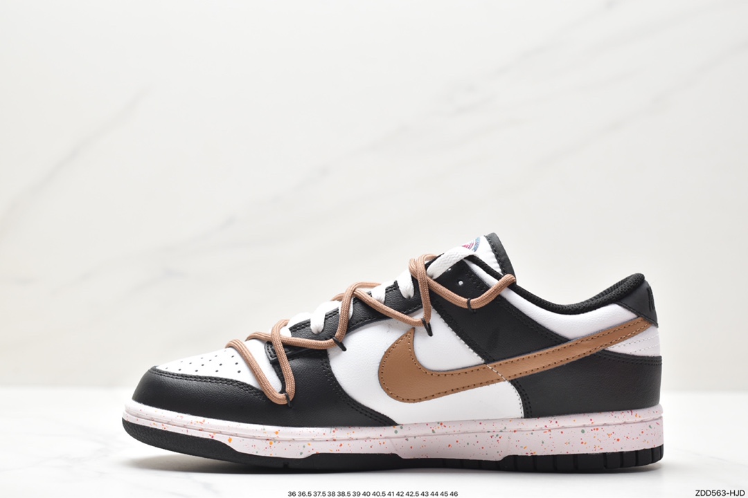 Swoosh, Nike Dunk Low Multi-Color Swoosh, Nike Dunk Low Multi-Color Swooch, Nike Dunk Low, Nike Dunk, FD4623-142, Dunk Low, Dunk - 耐克 Nike Dunk Low Multi-Color Swooch 活力三勾 摩卡 防滑耐磨 低帮 休闲运动板鞋 女款 黑白棕 FD4623-142