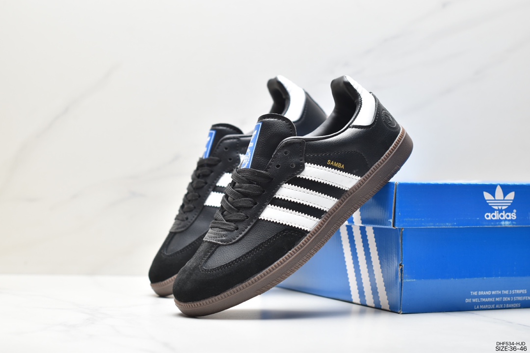 Adidas Originals Samba Vegan OG Samba Sneakers ”Leather, Black and White, Light Gray, Caramel Bottom, Eco-friendly Logo” GY6612