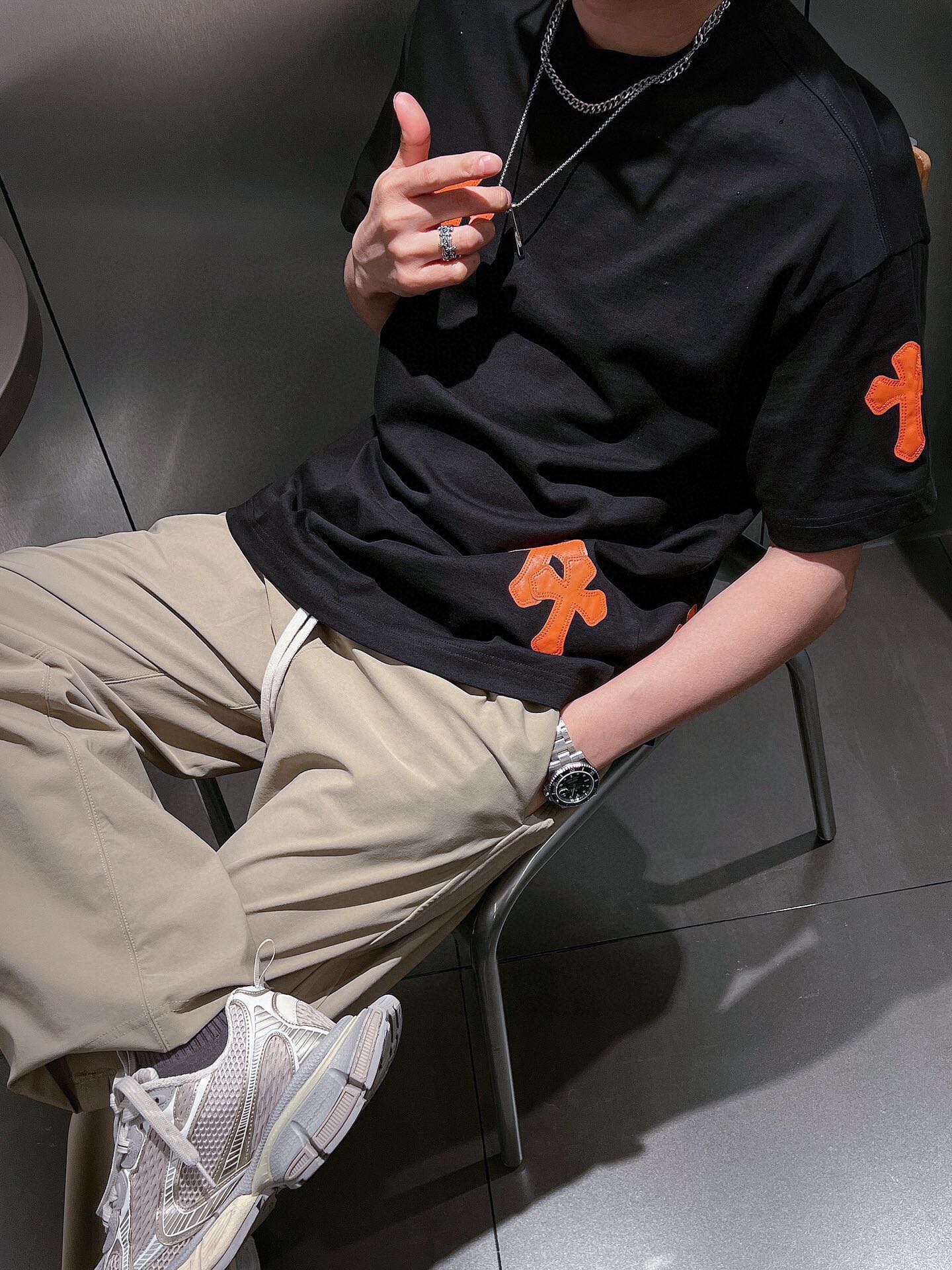 CH克罗心激光烧花贴皮十字情侣短袖T恤 4