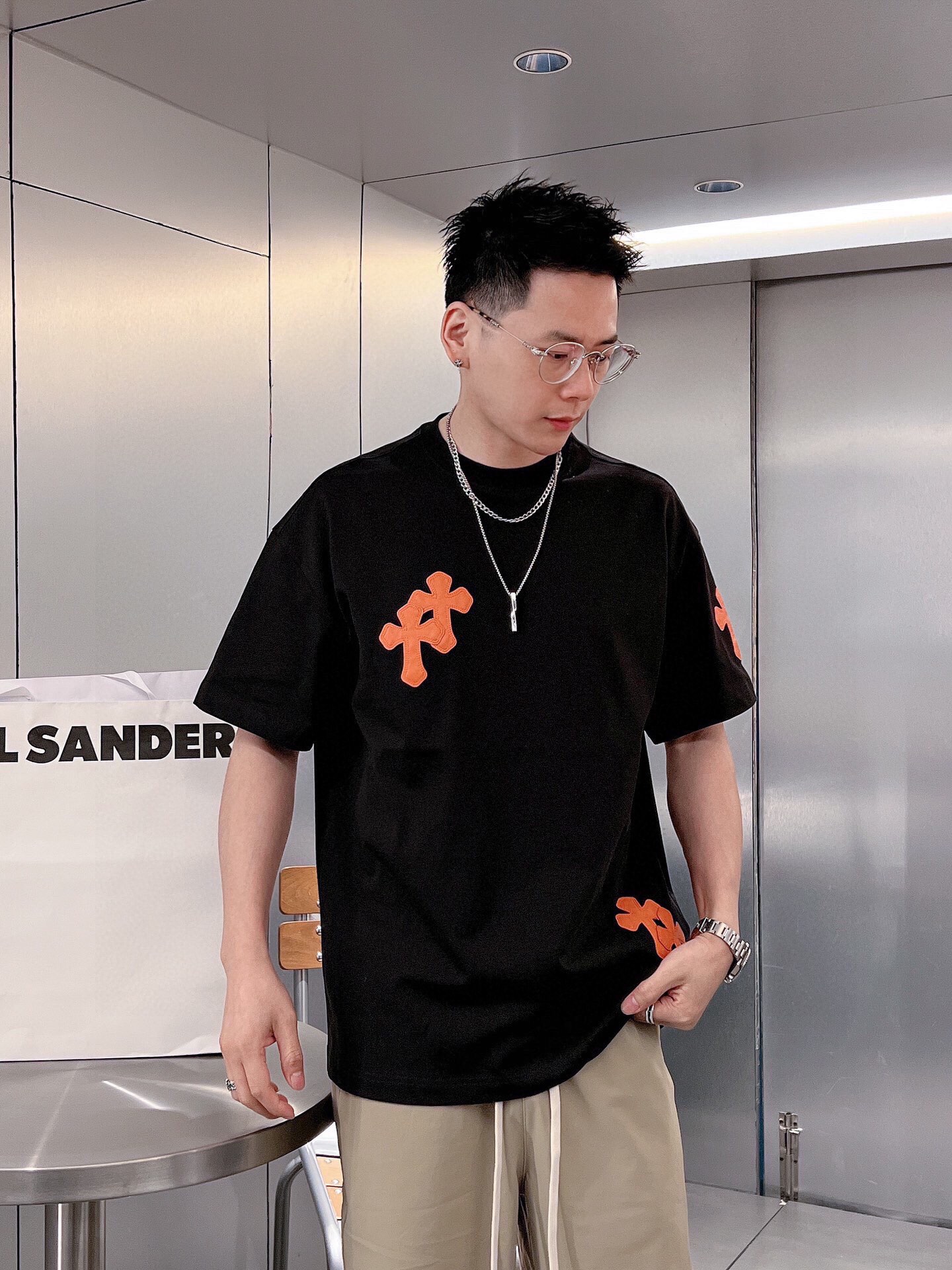 CH克罗心激光烧花贴皮十字情侣短袖T恤 6