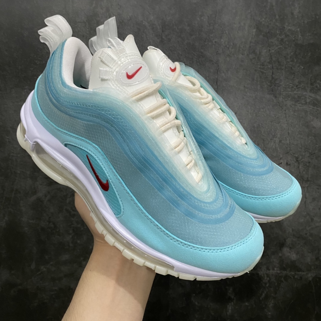 【纯原版】Nik Air Max97 上海限定 万花筒 薄荷云层 CI1508-400n老鞋新出 正确版本  正确鞋面细节正确白蓝相间纱网 正确渐变鞋垫勾子logo 原厂气垫品质不错 价格合理不贵 值得推荐‼️ Size：36-45全码出货-莆田鞋批发中心