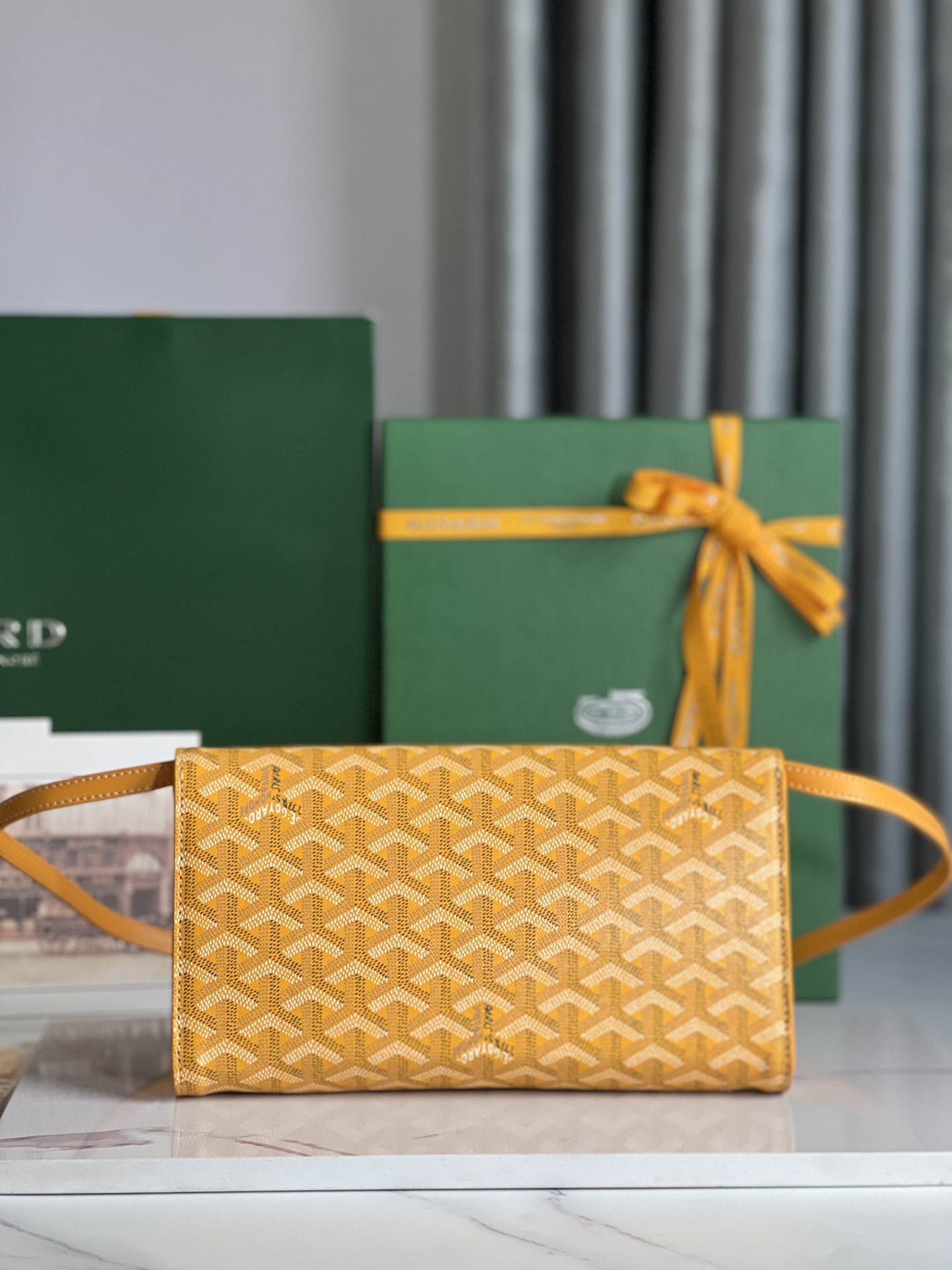 Goyard Monte-Carlo Yellow Handbag, Removable Adjustable Strap, Stylish and Elegant 3 i1688949648 9842 1