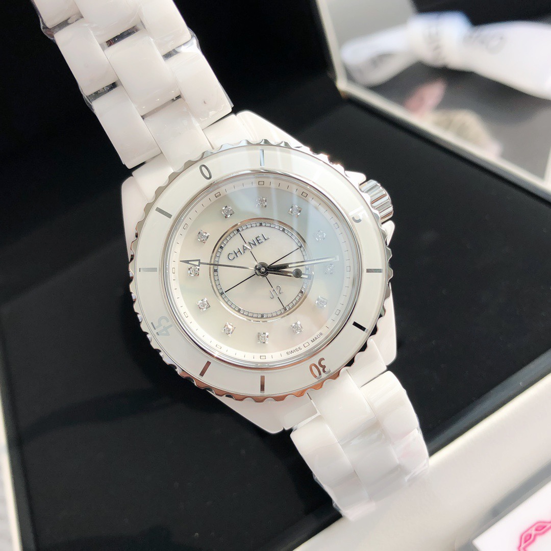 샤넬 J12 블랙 네온 다이얼 세라믹 33mm ETA 쿼츠 여성 시계 레플리카 44714