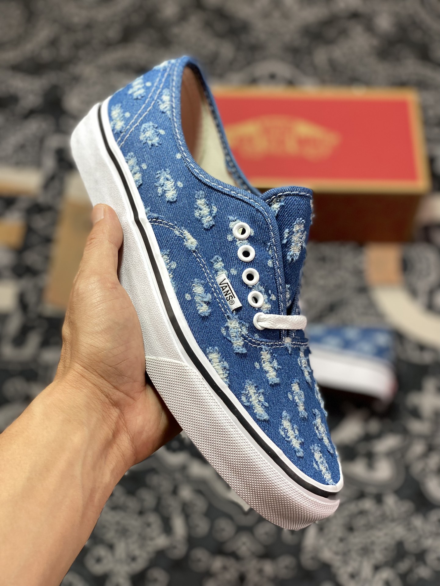 150 Vans Authentic 破洞牛仔 一脚蹬懒人套休闲滑板鞋