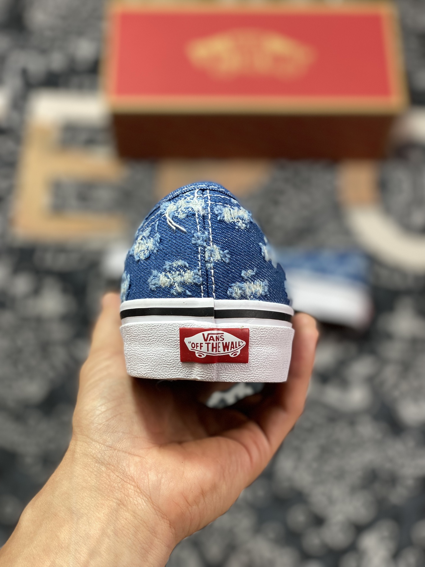 150 Vans Authentic 破洞牛仔 一脚蹬懒人套休闲滑板鞋