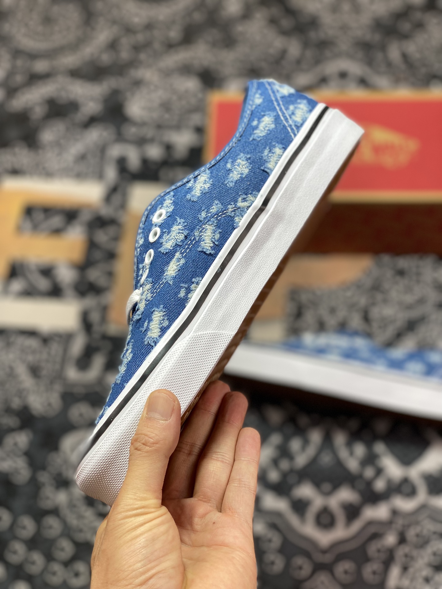 150 Vans Authentic 破洞牛仔 一脚蹬懒人套休闲滑板鞋