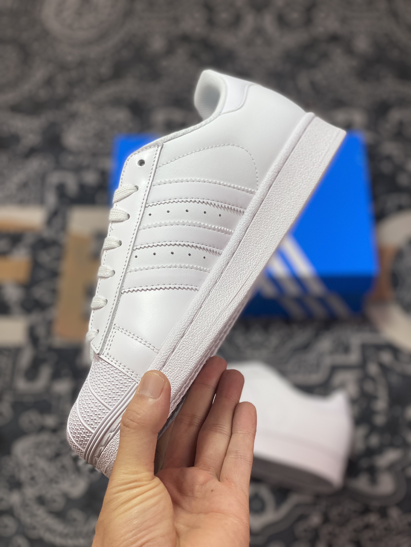 Adidas clover superstar shell head classic versatile casual sports shoes ”leather all white” B27136