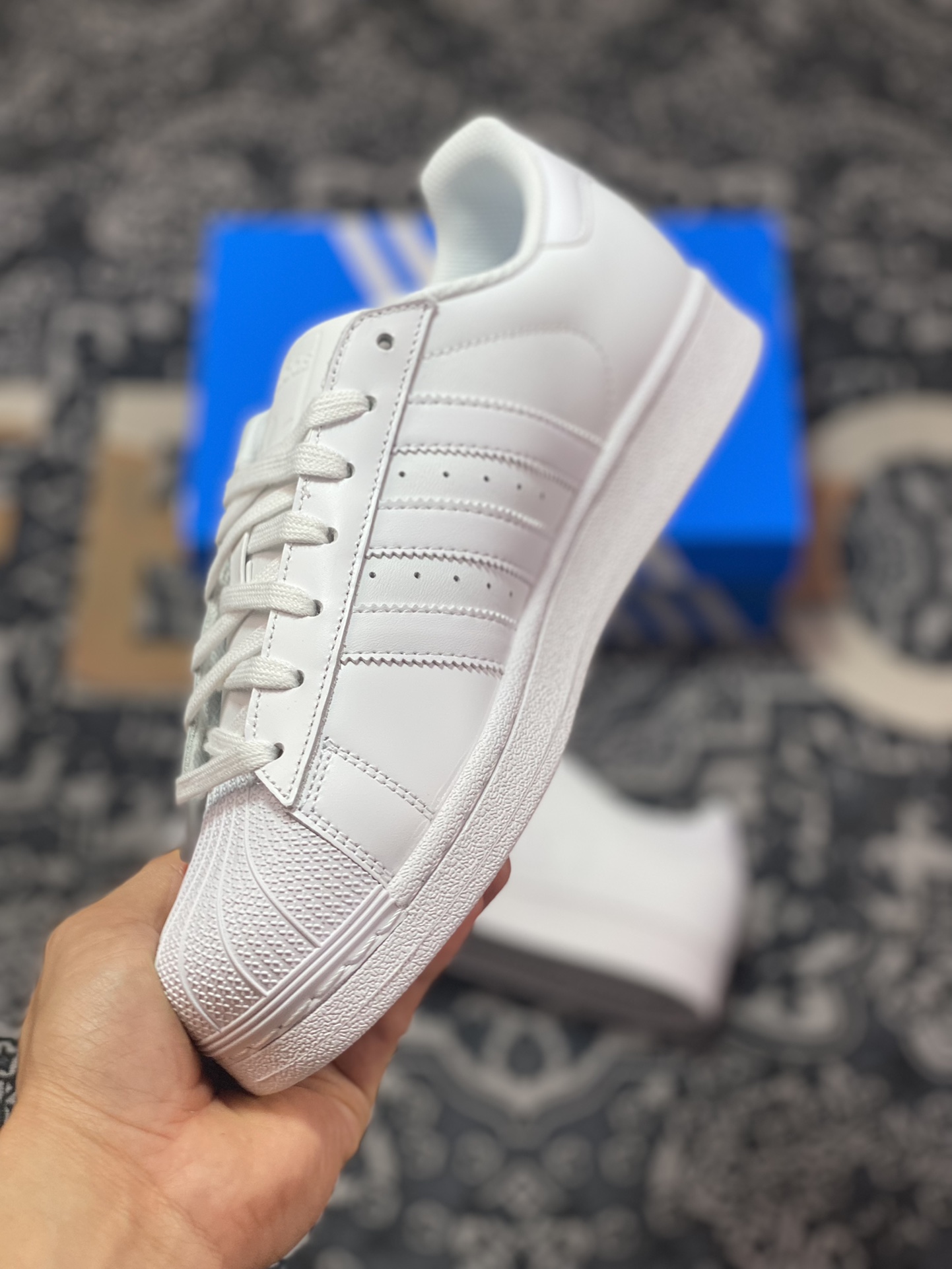 Adidas clover superstar shell head classic versatile casual sports shoes ”leather all white” B27136