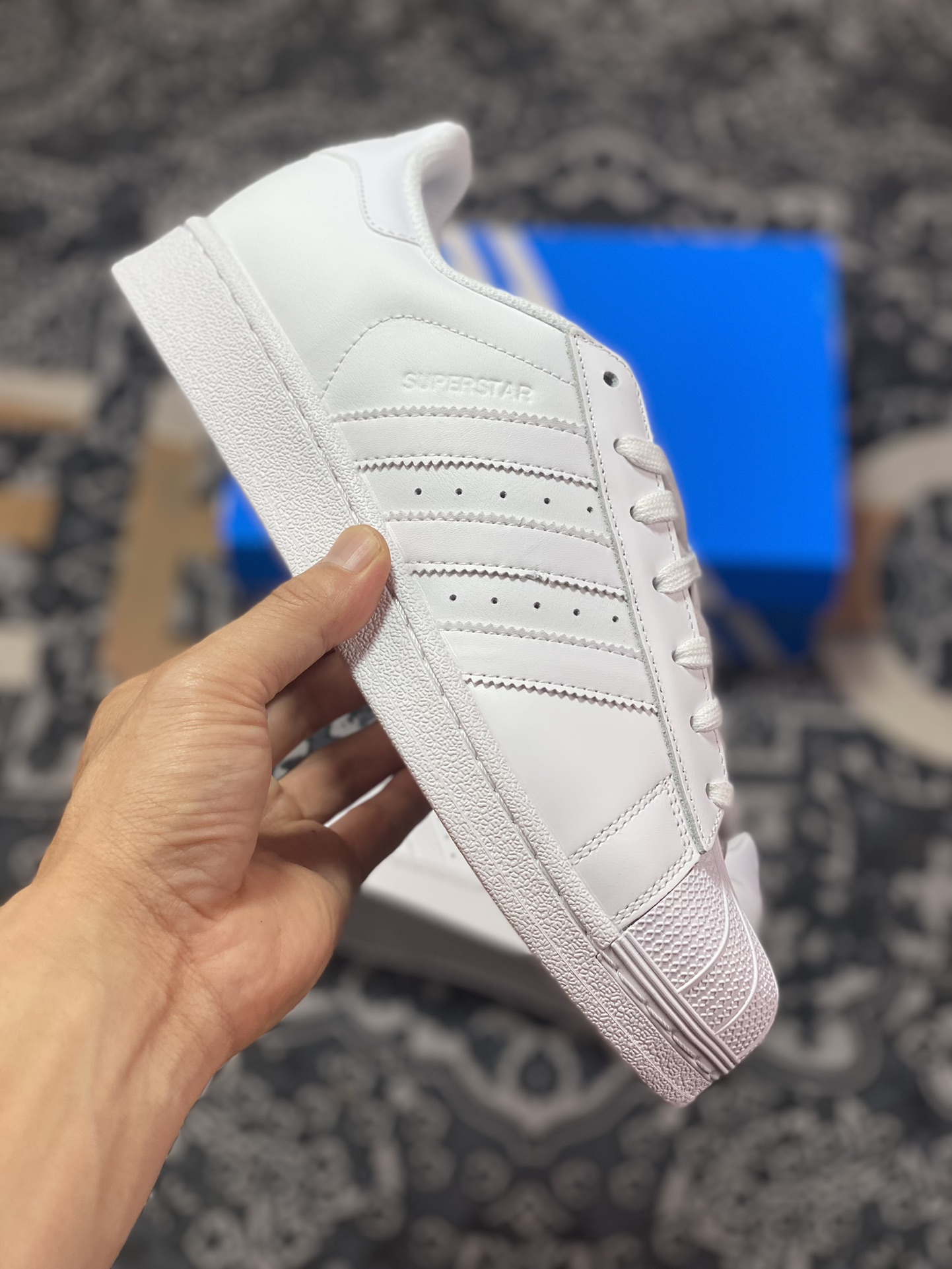 Adidas clover superstar shell head classic versatile casual sports shoes ”leather all white” B27136