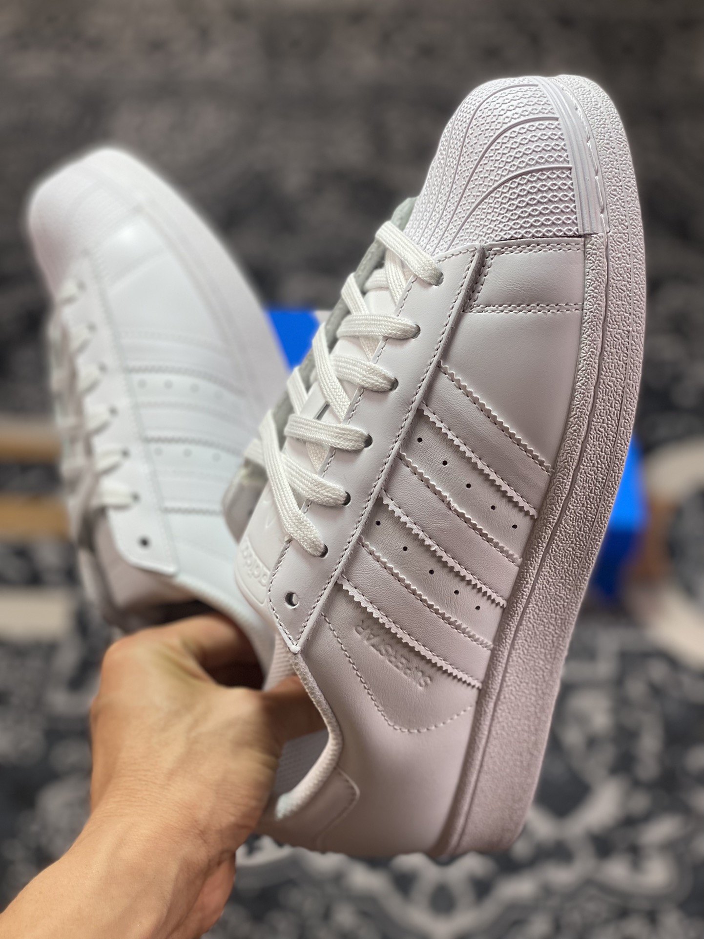 Adidas clover superstar shell head classic versatile casual sports shoes ”leather all white” B27136