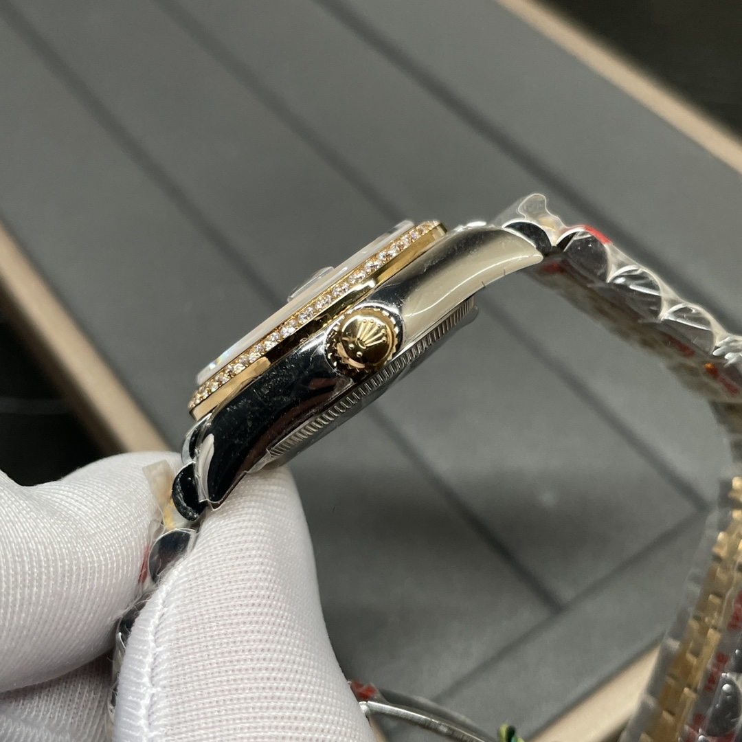 Rolex 女日志31mm 间黄金 罗马刻度6字位钻 钻圈