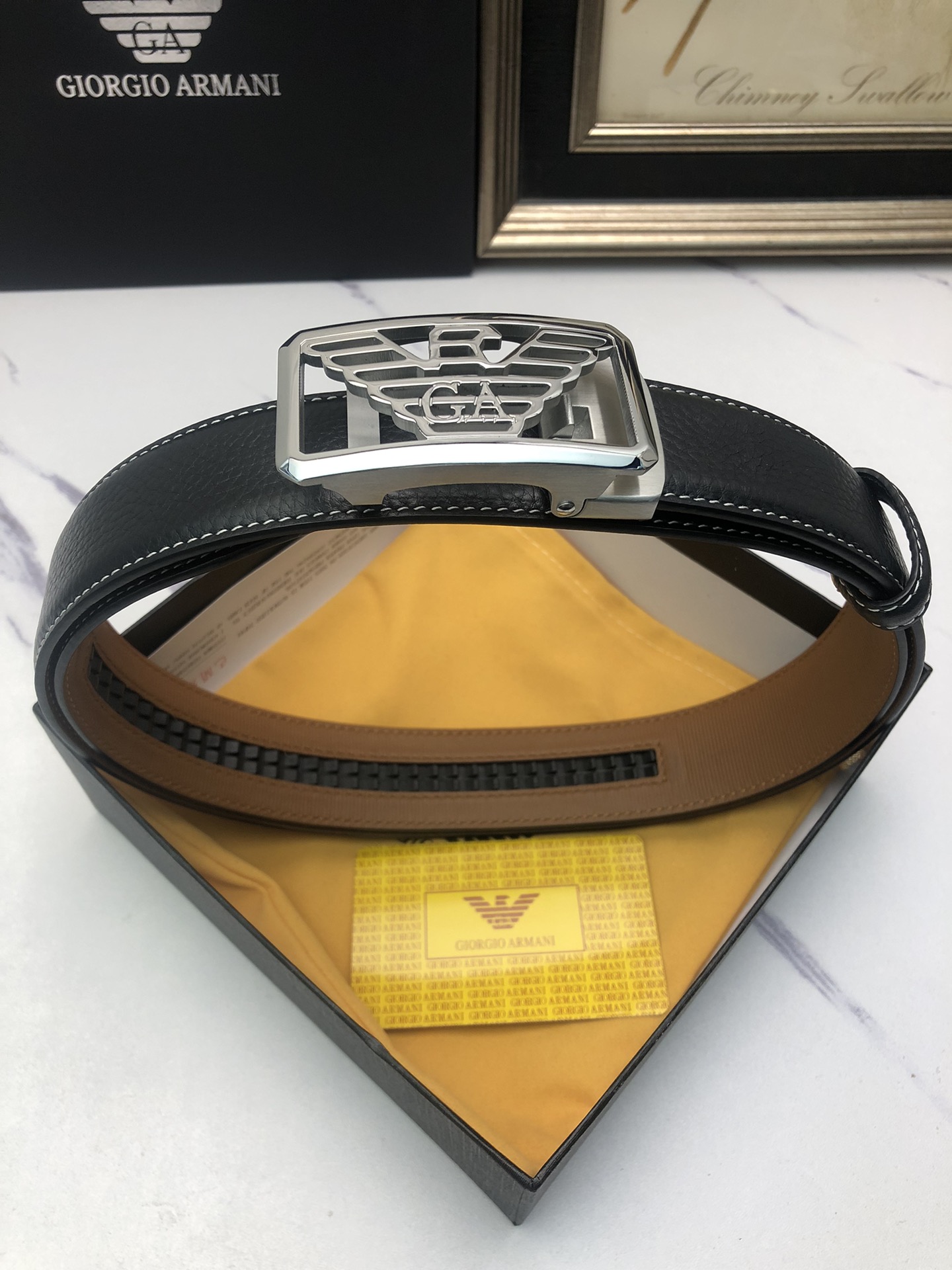 Italian Factory Imported Automatic Cattle-Skin Belts with Tailorable Design - 图片 1
