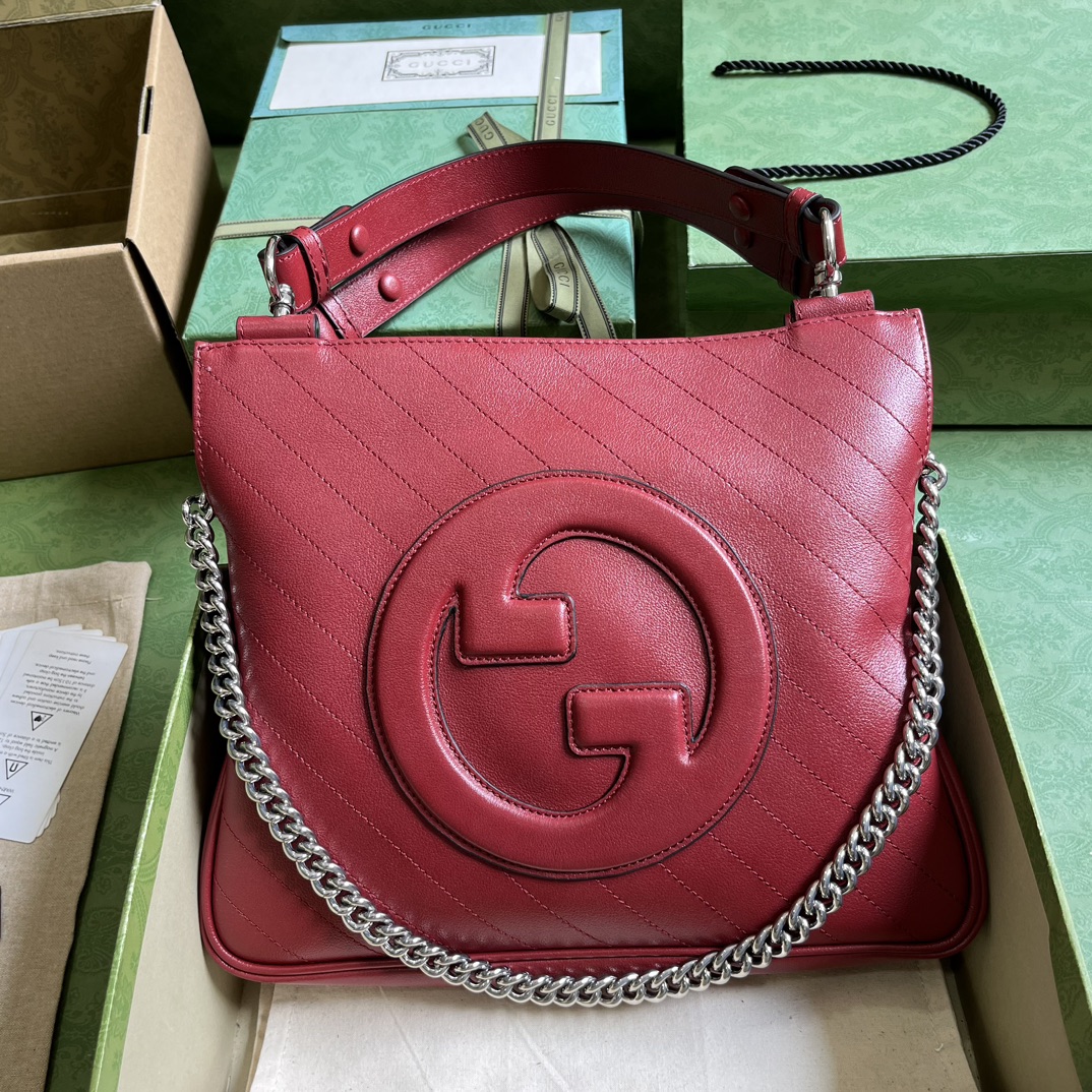 Gucci Blondie сумка-тоут малая кожаная красная с цепной ручкой