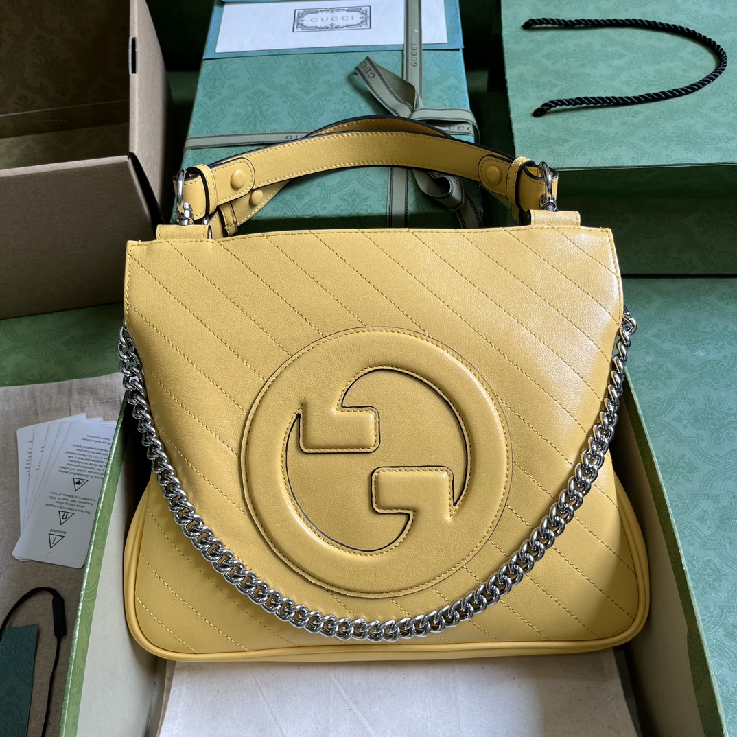 Gucci Blondie сумка-тоут малая кожа желтая с цепной ручкой