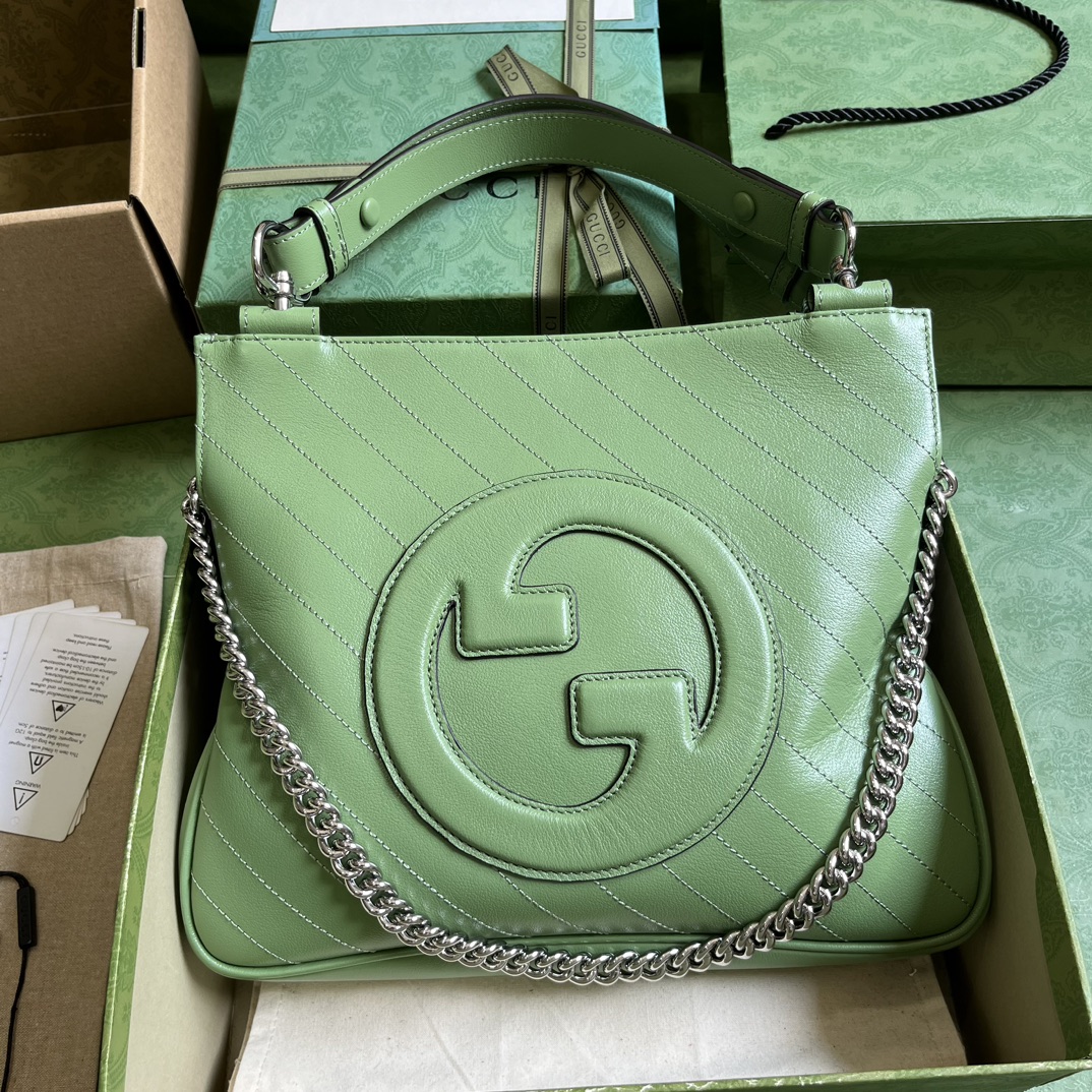 Gucci Blondie сумка-тоут маленькая светло-зелёная кожа с цепочкой-плечевым ремнём
