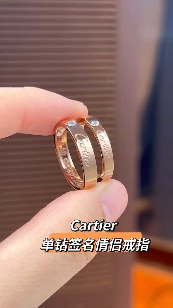 Cartier Cartier/卡地亚 窄‮玫版‬瑰金 单‮签钻‬名戒指