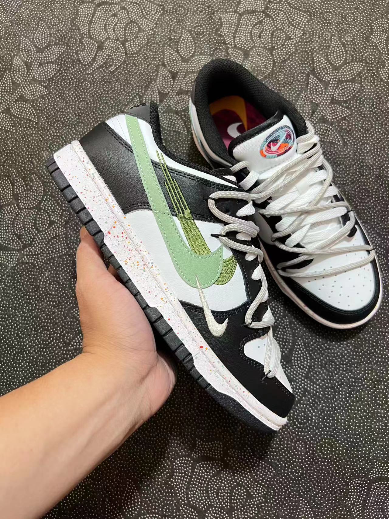 ? 正品定制 Dunk Low 解构 高街 活力三勾 黑白绿配色?