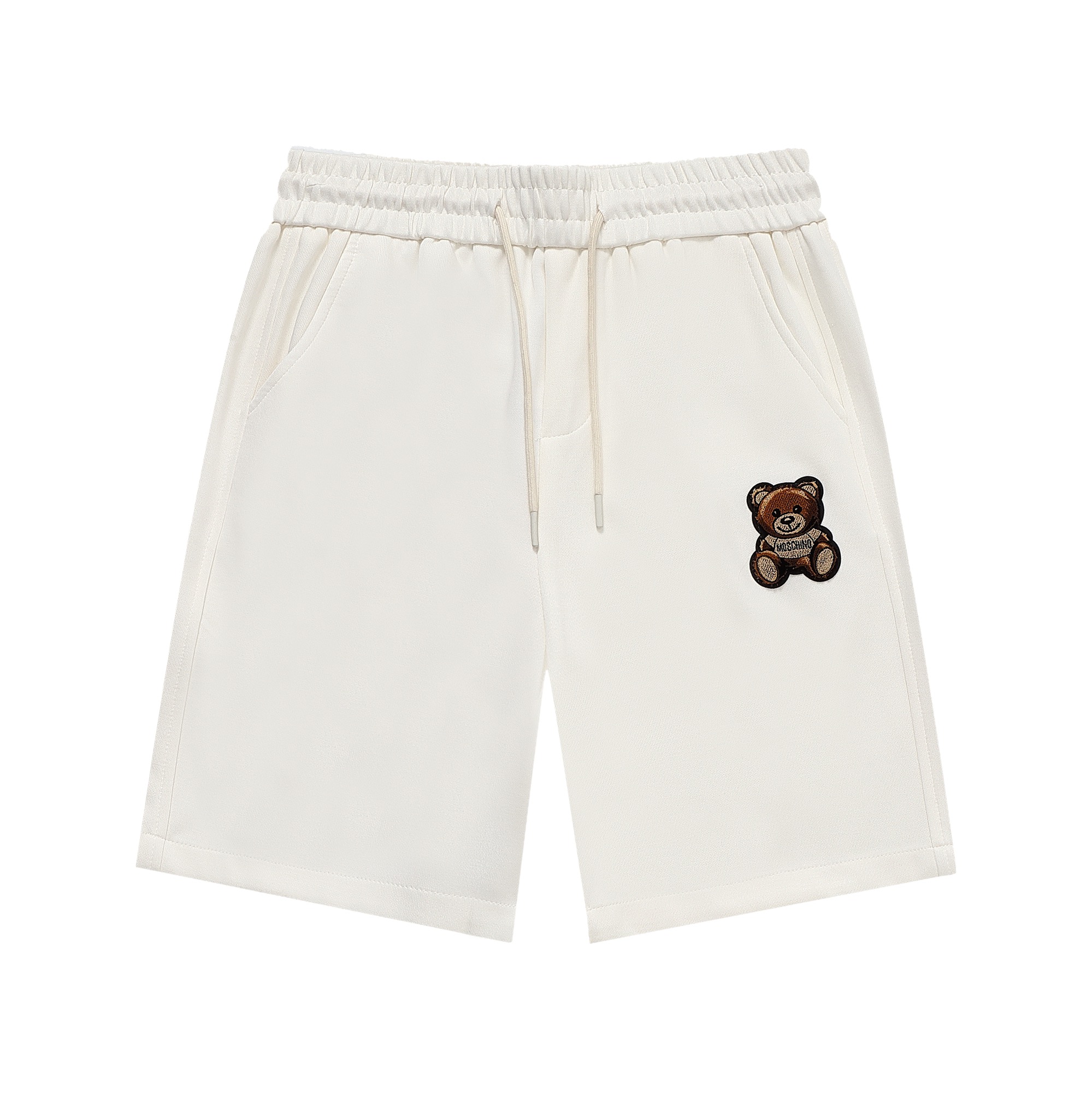 Moschino 24/SS pantalones cortos de punto casual para hombre con bolsillos decorativos, con cordón de contras…