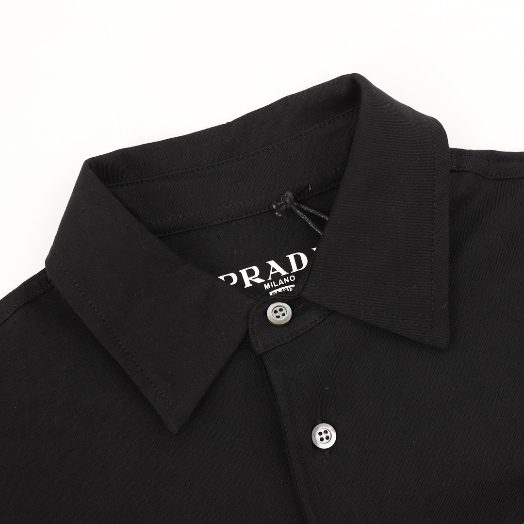 Prada/普拉达 经典皮质徽标短袖POLO衫 Prada情侣款短袖POLO衫