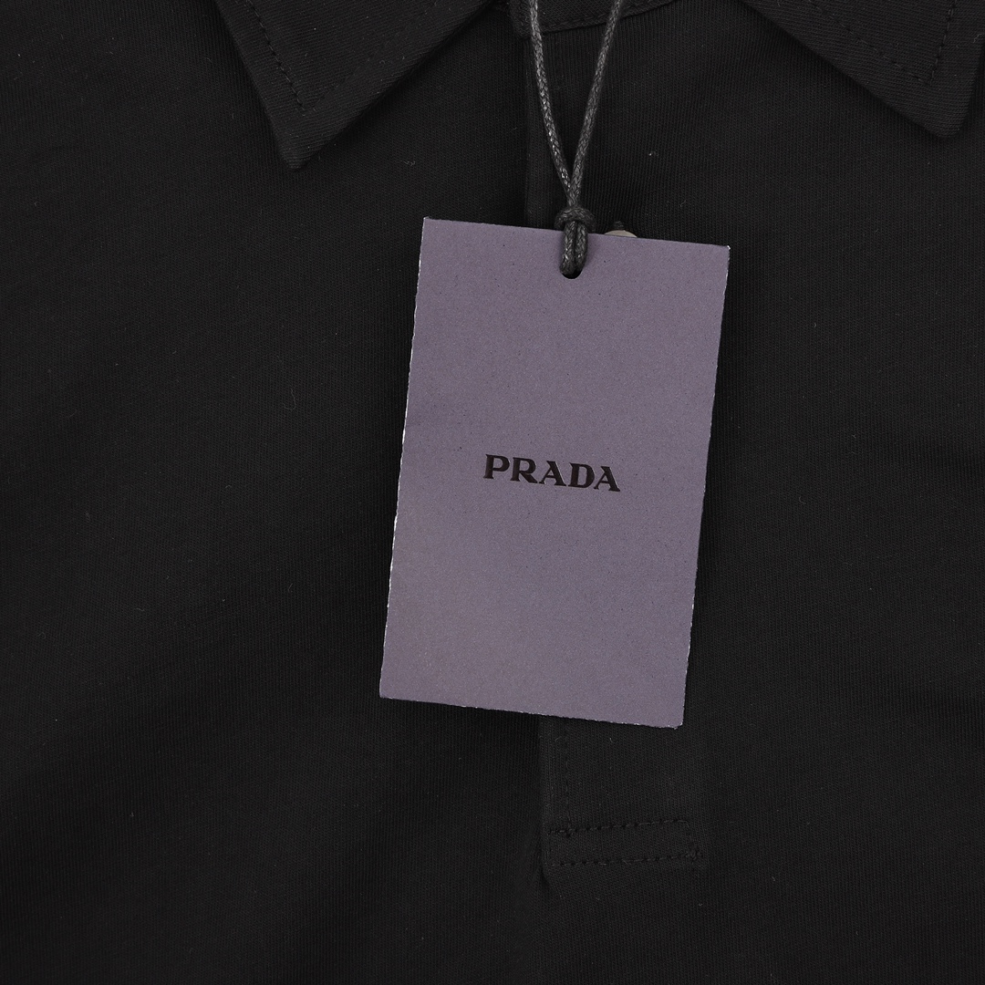 Prada/普拉达 经典皮质徽标短袖POLO衫 Prada情侣款短袖POLO衫