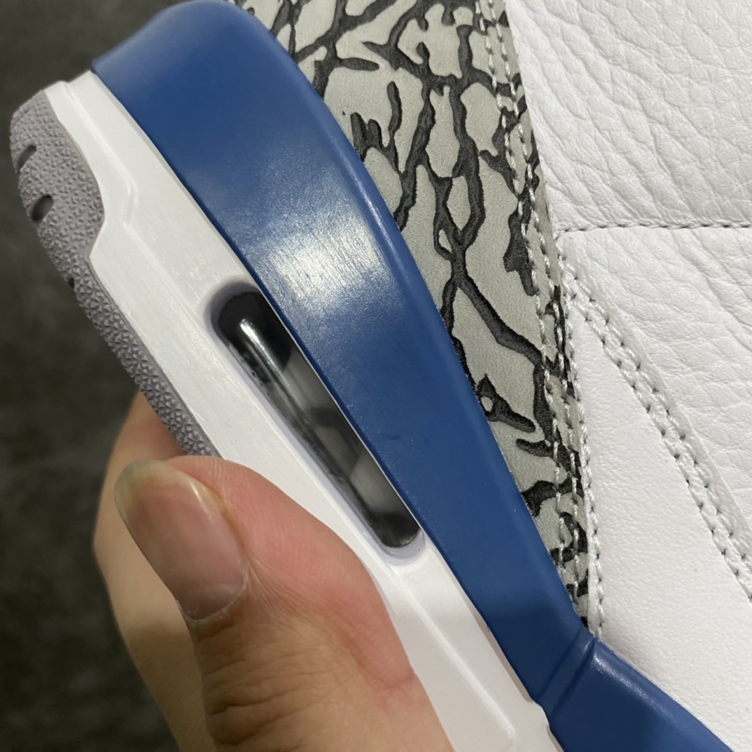 图片[8]-【新DT版本】Air Jordan 3 Retro \” White and True Blue \” 奇才 男子文化篮球鞋 CT8532-148 市场第一梯队纯原 国内一线头部工厂出品 原鞋原楦原纸板开发 一眼正品既视感 细节均已解码 还原度高达98% 高端零售专供品质 外贸客户寄售国外可稳妥充Z 尺码：40 40.5 41 42 42.5 43 44 44.5 45 46 47.5-选品中心