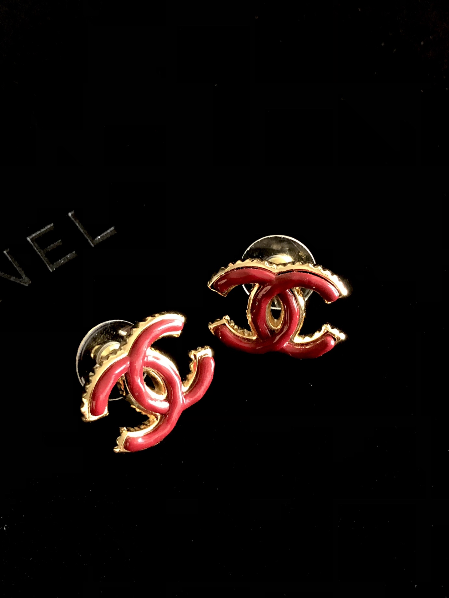 Chanel Juwelen Ohrring Burgund Rot Vintage