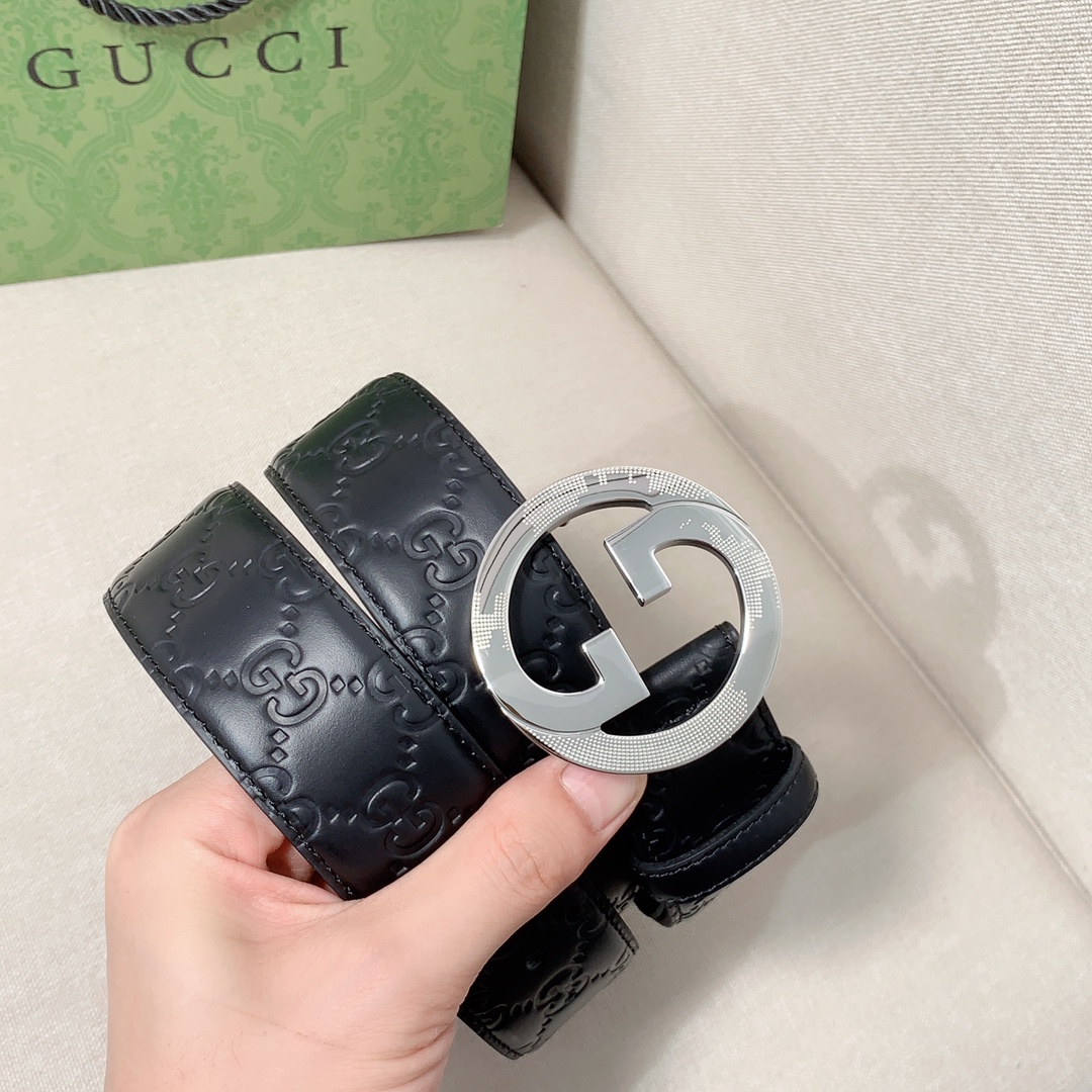 Gucci[正]专柜新款双G扣头层牛皮精品钢扣上身效果非常好.质量杠杠滴！