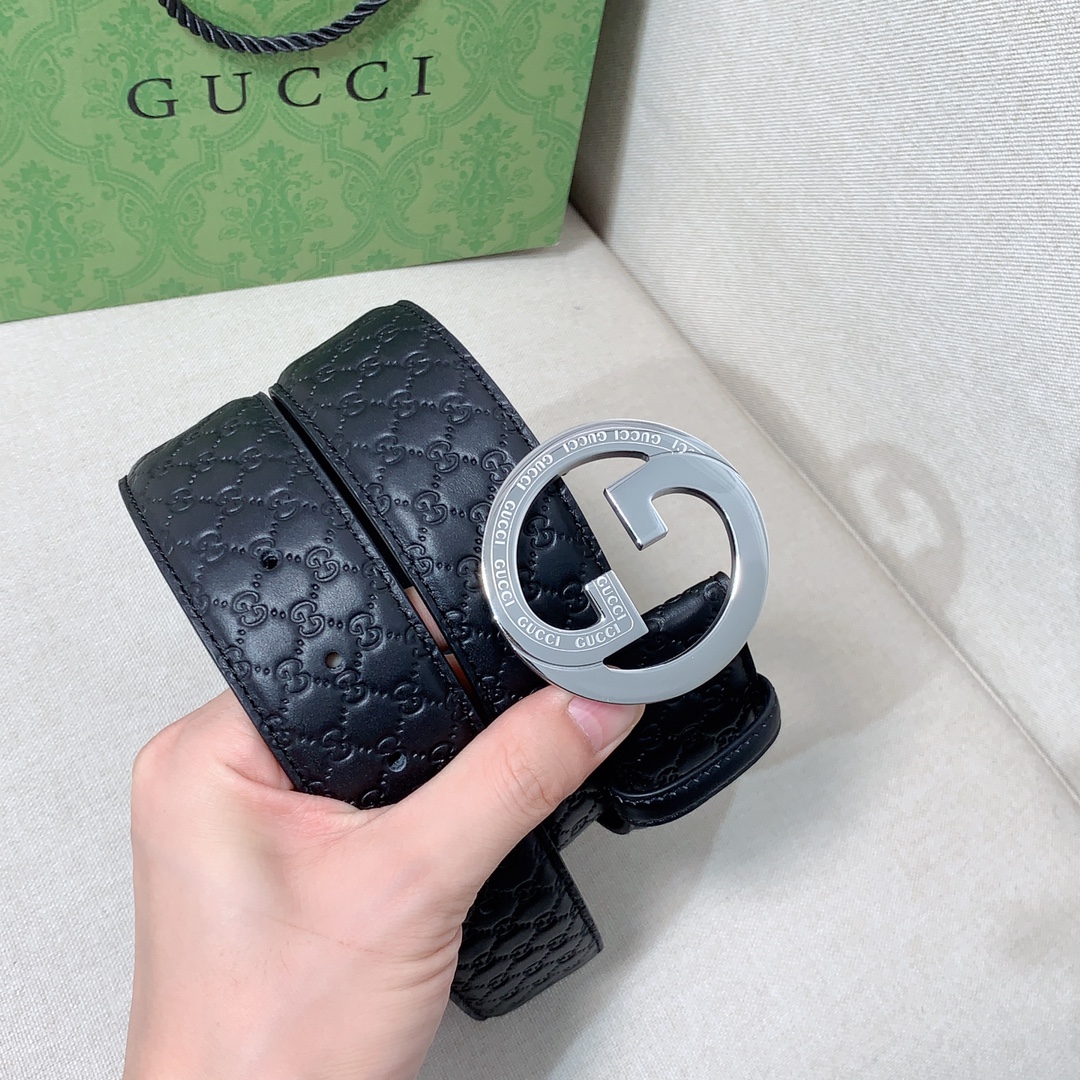Gucci[正]专柜新款双G扣头层牛皮精品钢扣上身效果非常好.质量杠杠滴！