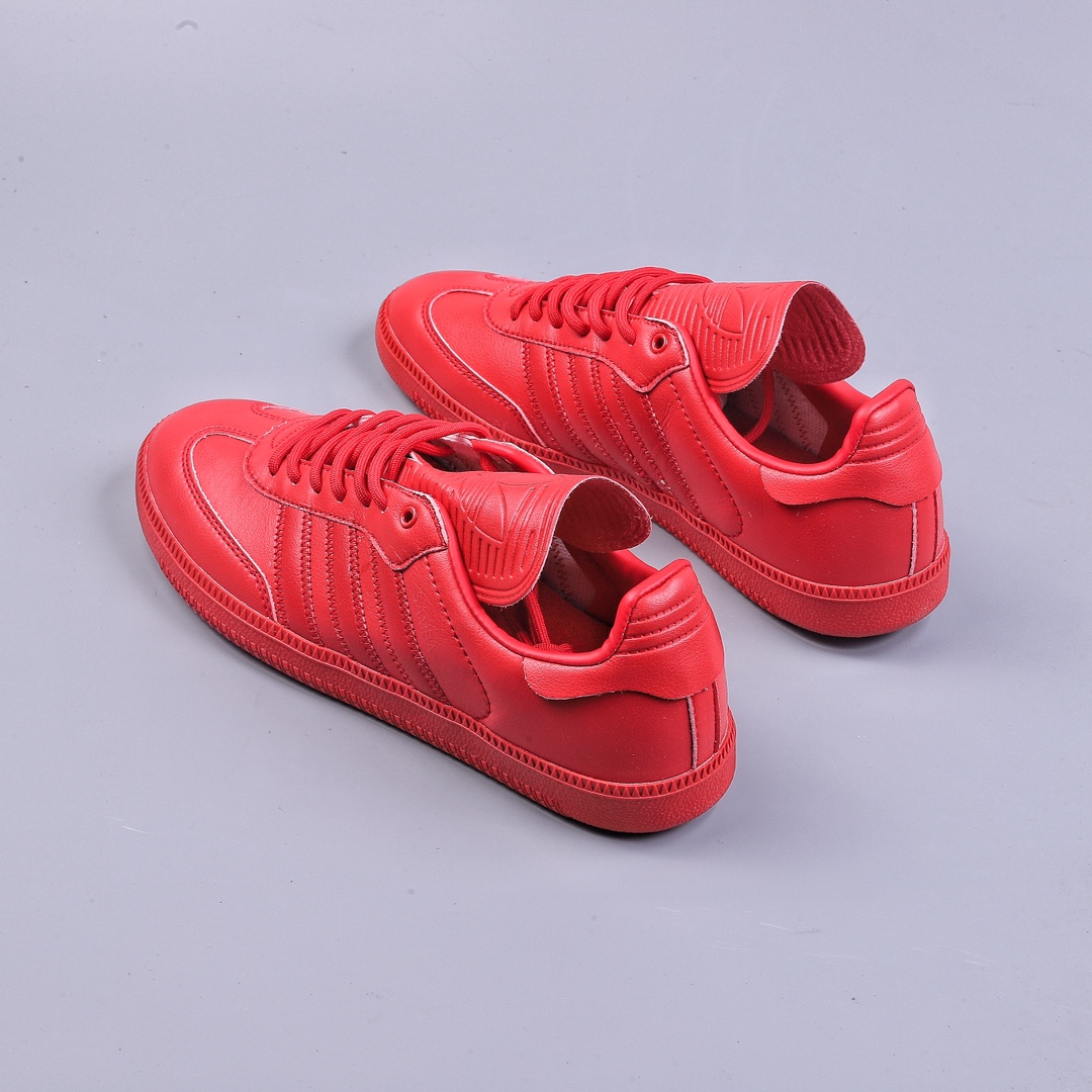 R Pharrell Williams x AD Originals Samba Red Samba Long Tongue Series Training Shoes IE7297