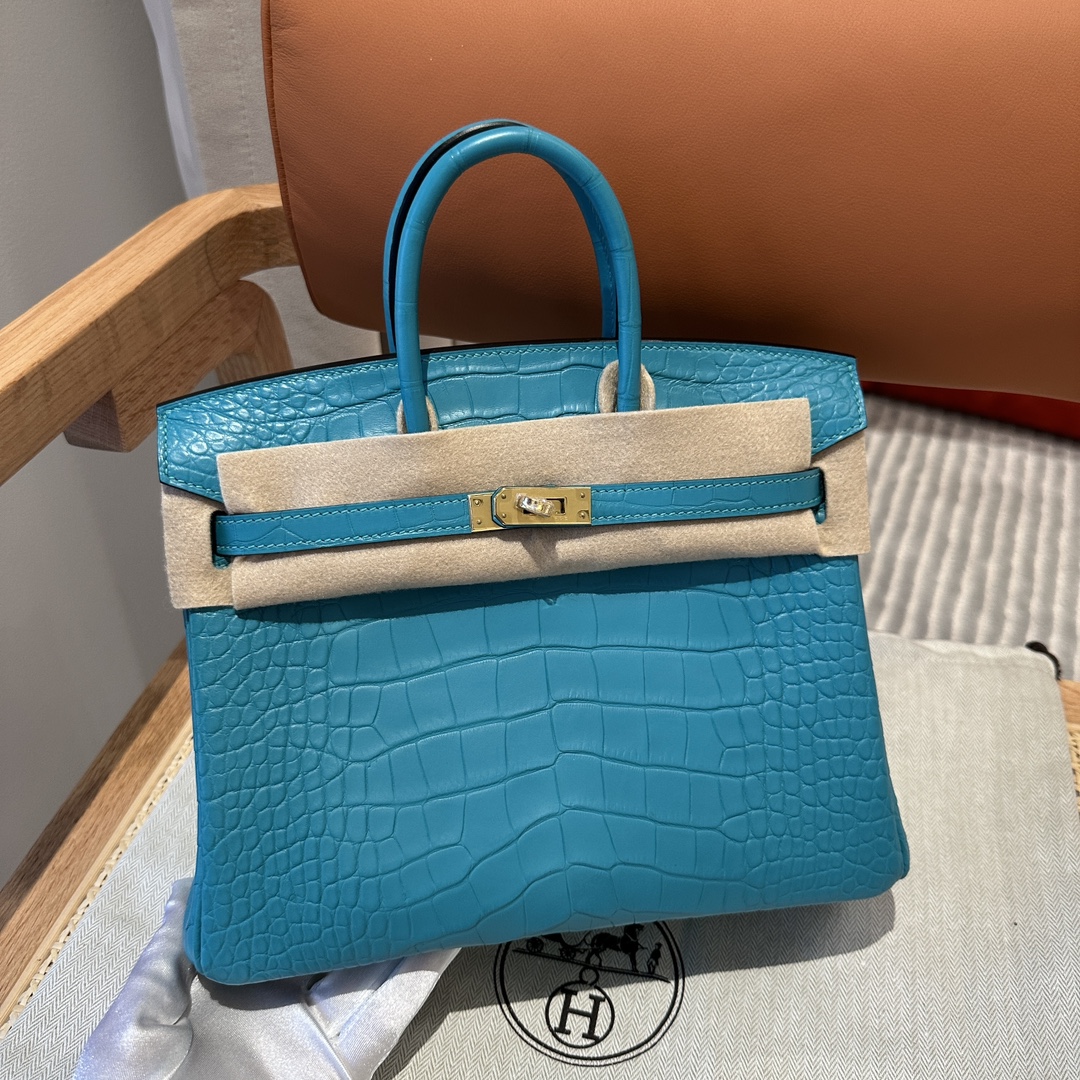 Luxury Cheap
 Hermes Birkin Bags Handbags Blue Gold Platinum Silver Hardware Crocodile Leather