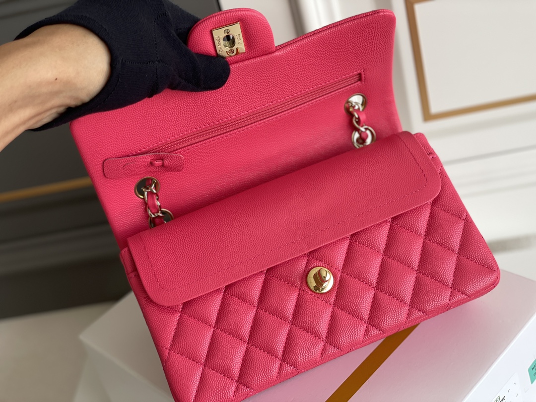 🌼现货 白金版▪️正品级 包装如图𝐂𝐡𝐚𝐧𝐞𝐥 𝐂𝐅小号 玫红色全名Classic Fla0 尺寸：Sm