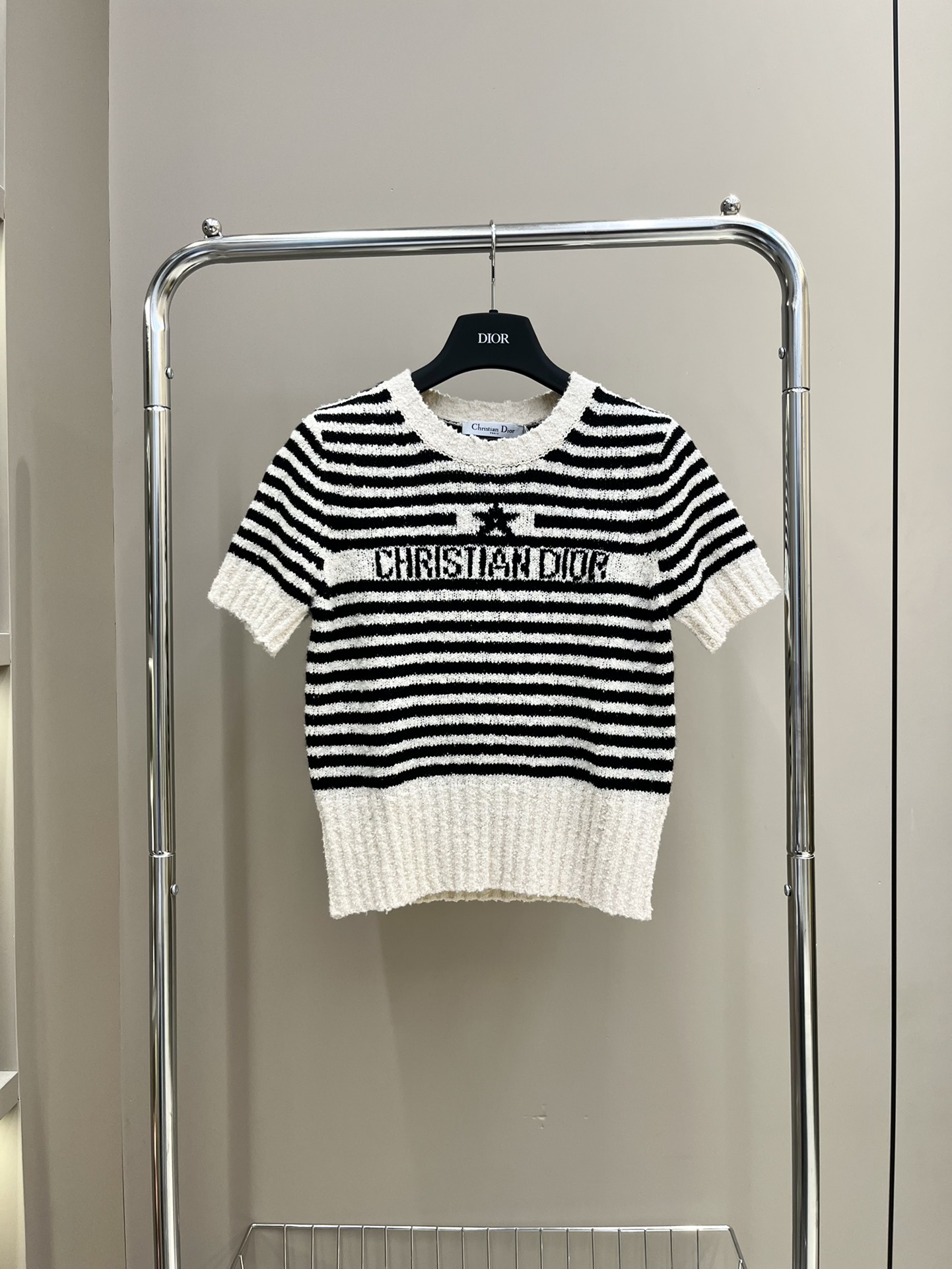 Dior Clothing Shirts & Blouses T-Shirt Black White Knitting Wool Fall Collection Short Sleeve