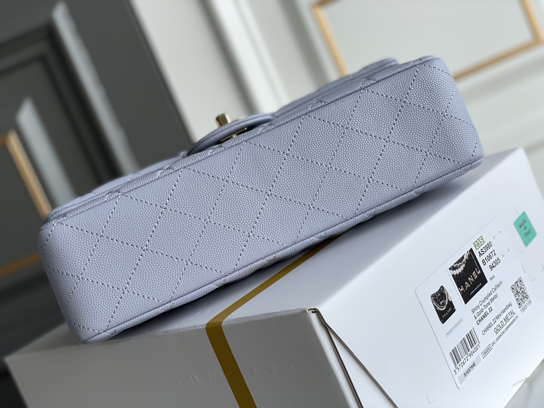 🌼白金版▪️正品级 包装如图𝐂𝐡𝐚𝐧𝐞𝐥 𝐂𝐅 浅紫色全名Classic Flap尺寸： 15.5*25