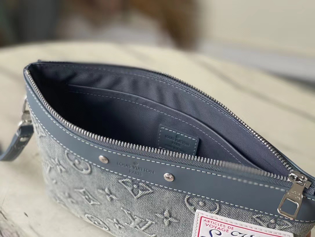 This Pochette To-Go pouch is crafted from Monogram Washed Denim canvas - Bag 9