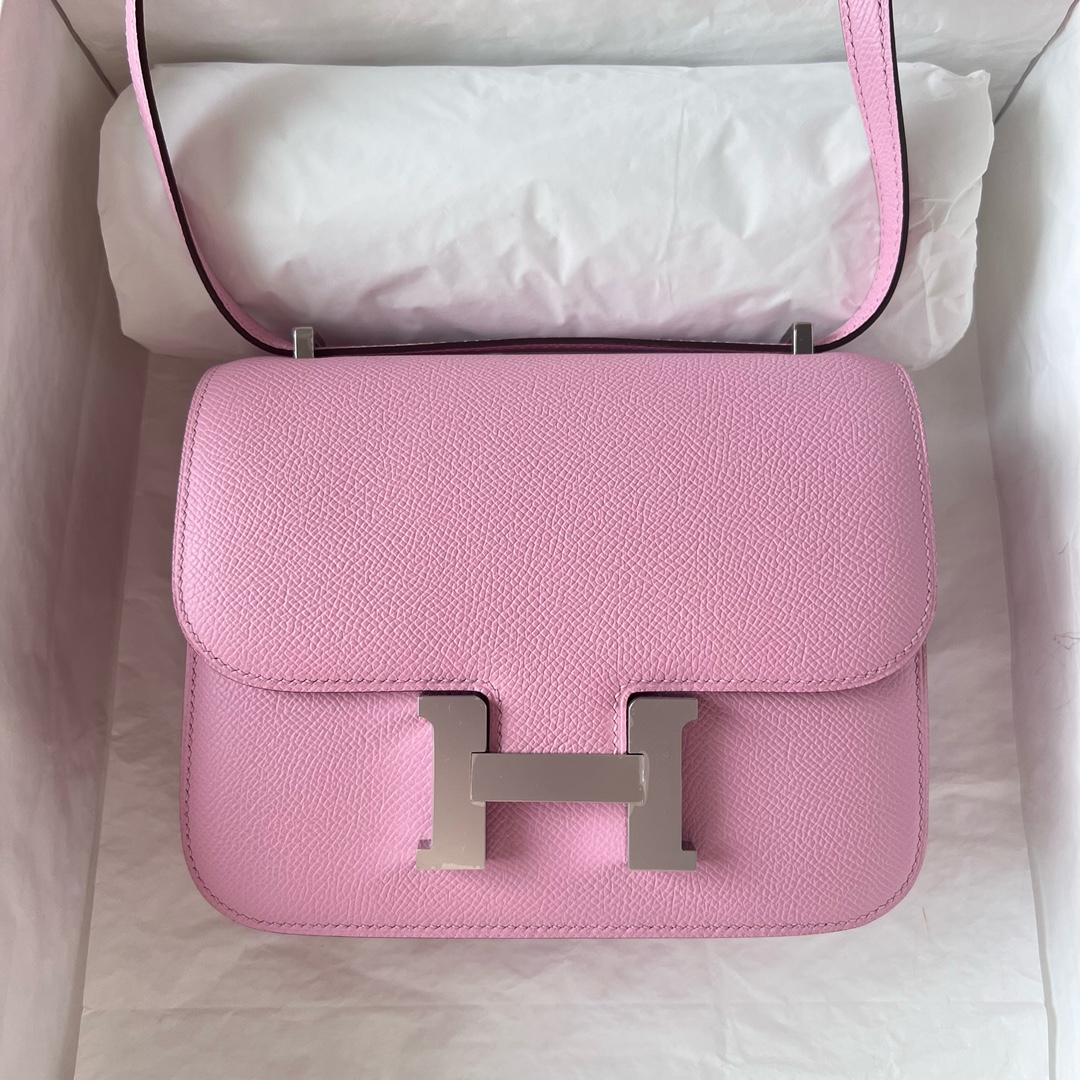 Hermès 25 small quantity in stock! Constance19cm Epsom original palm print leather mallow purple top hand sewing ready stock Stock